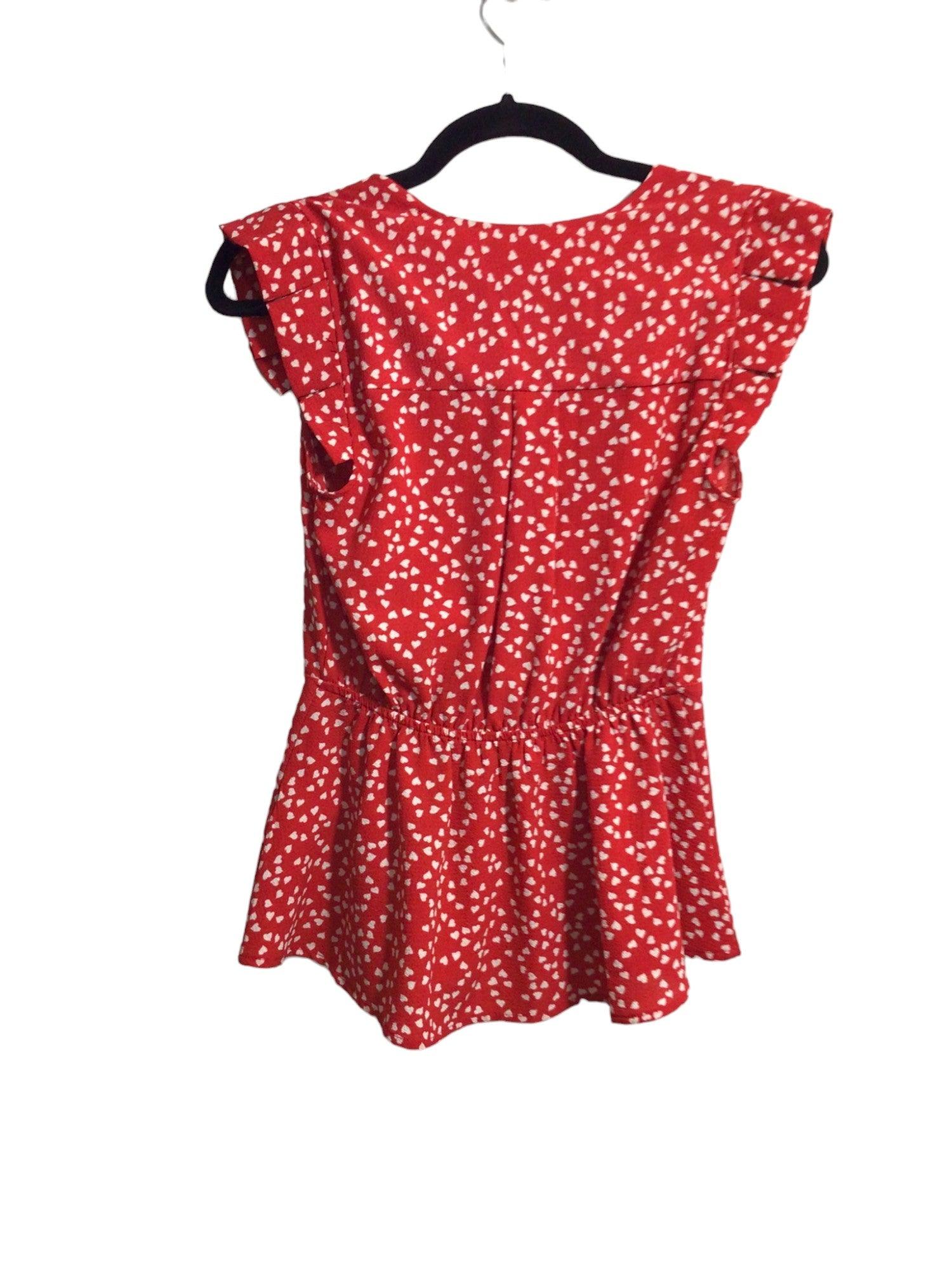MONTEAU Stylish Women's Regular-Fit Red Blouse - Size S
