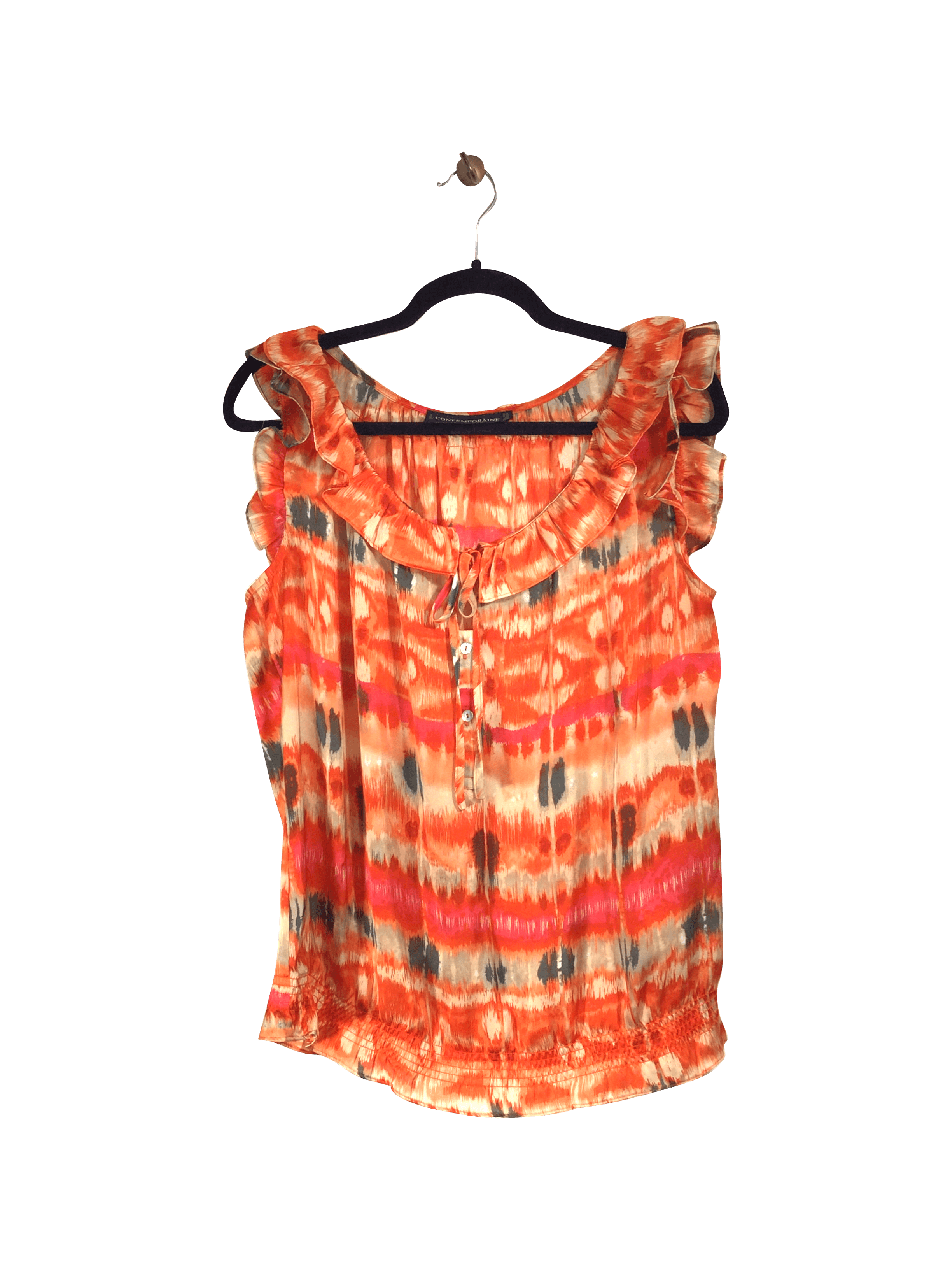 Stylish CONTEMPORAINE Orange Regular-Fit Women's Blouse - Size M