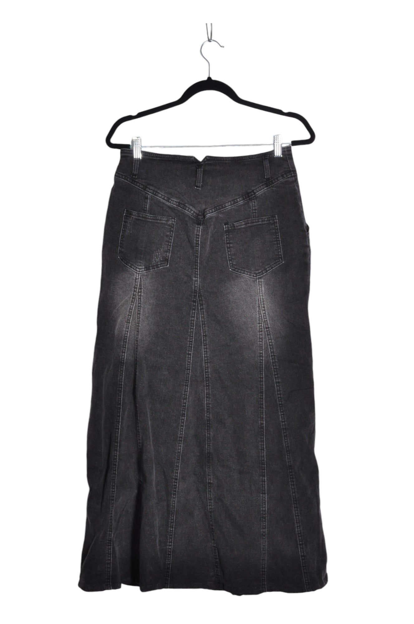 CHARTOU Stylish Women's Black Regular-Fit Denim Skirts - Size L