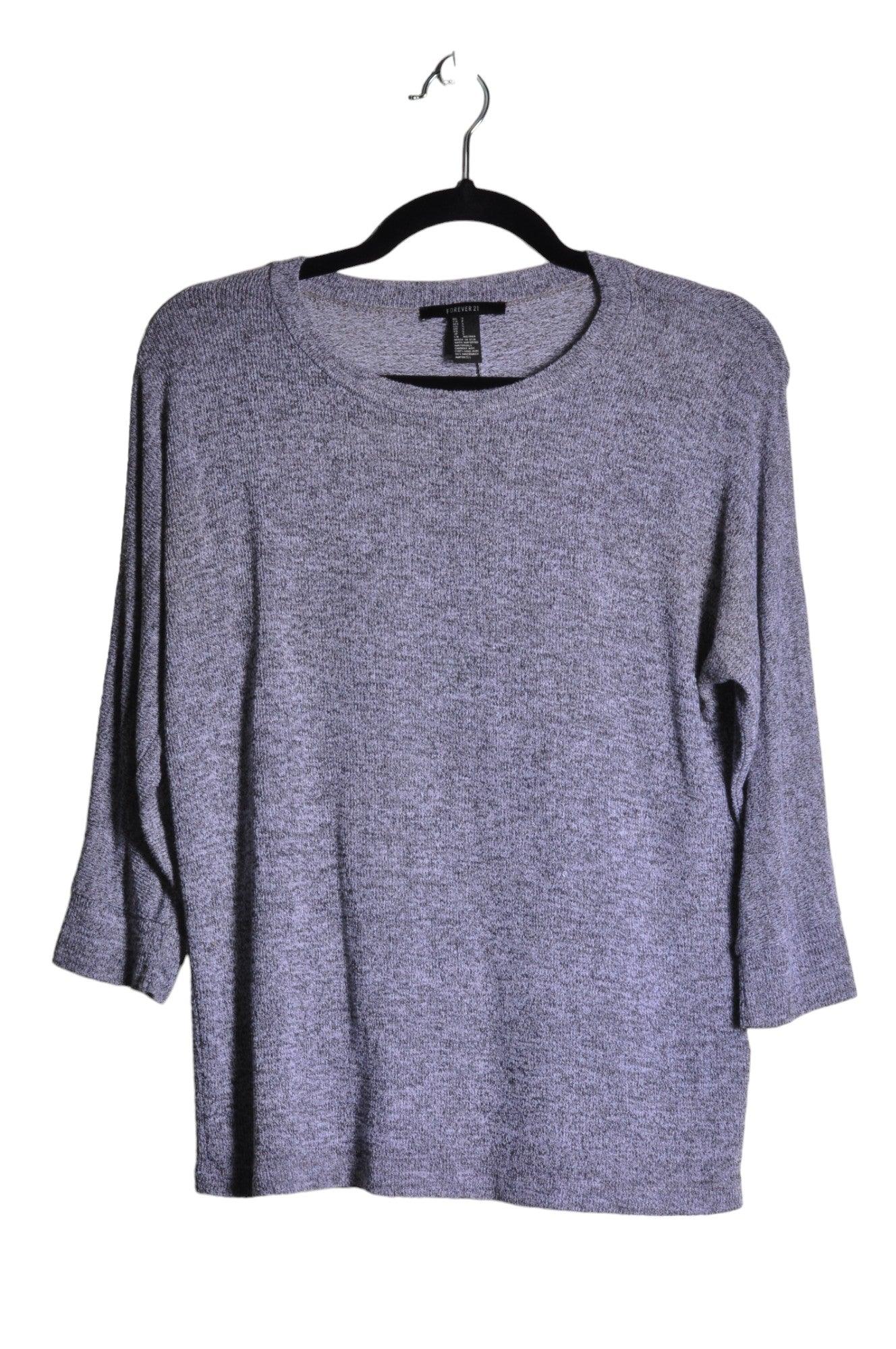 FOREVER 21 Stylish Gray Regular-Fit Women's Long-Sleeve Crew Neck T-Shirt - Size S