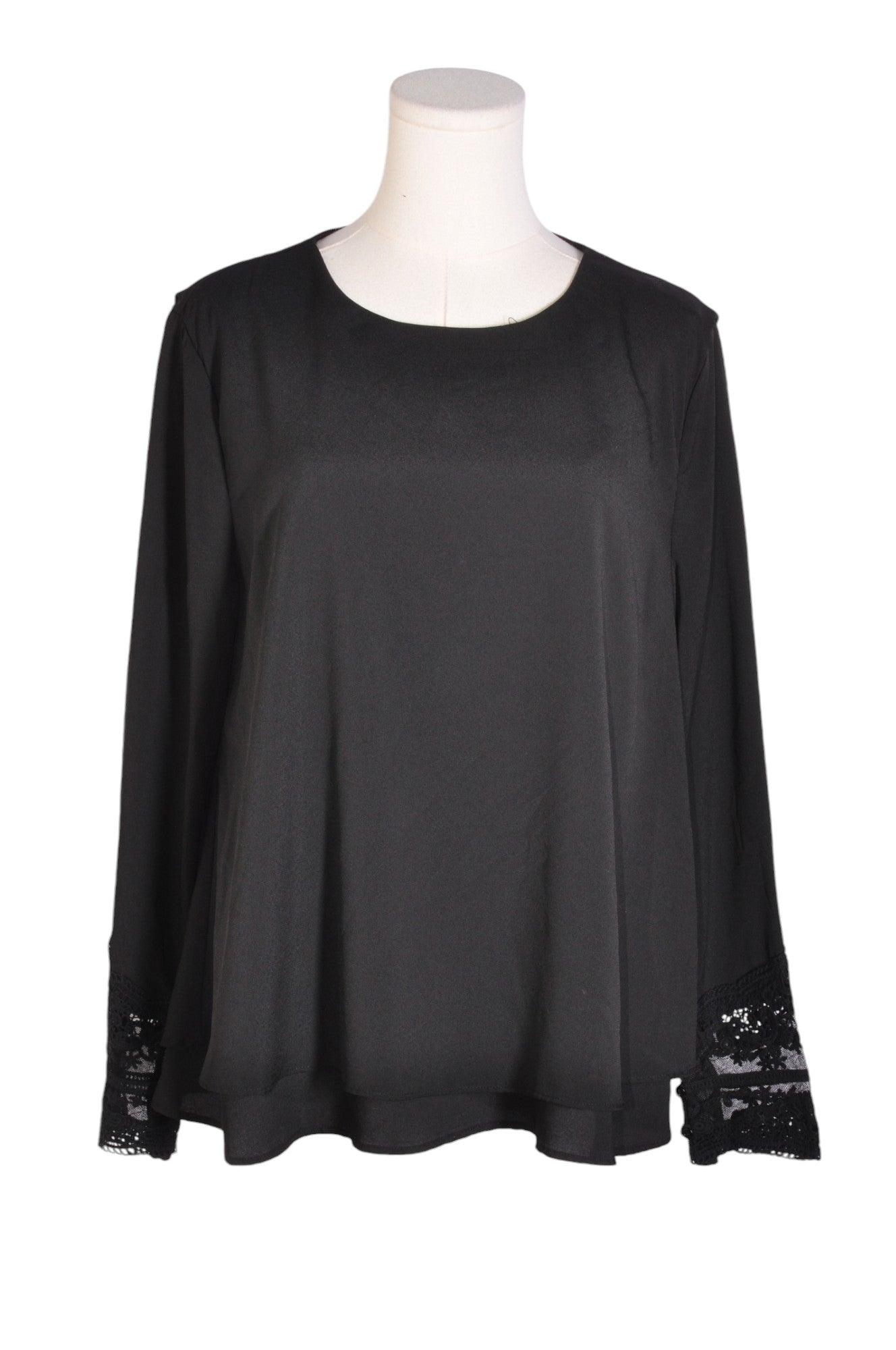 CATHERINE MALANDRINO Stylish Women's Black Regular Fit Blouse - Size L