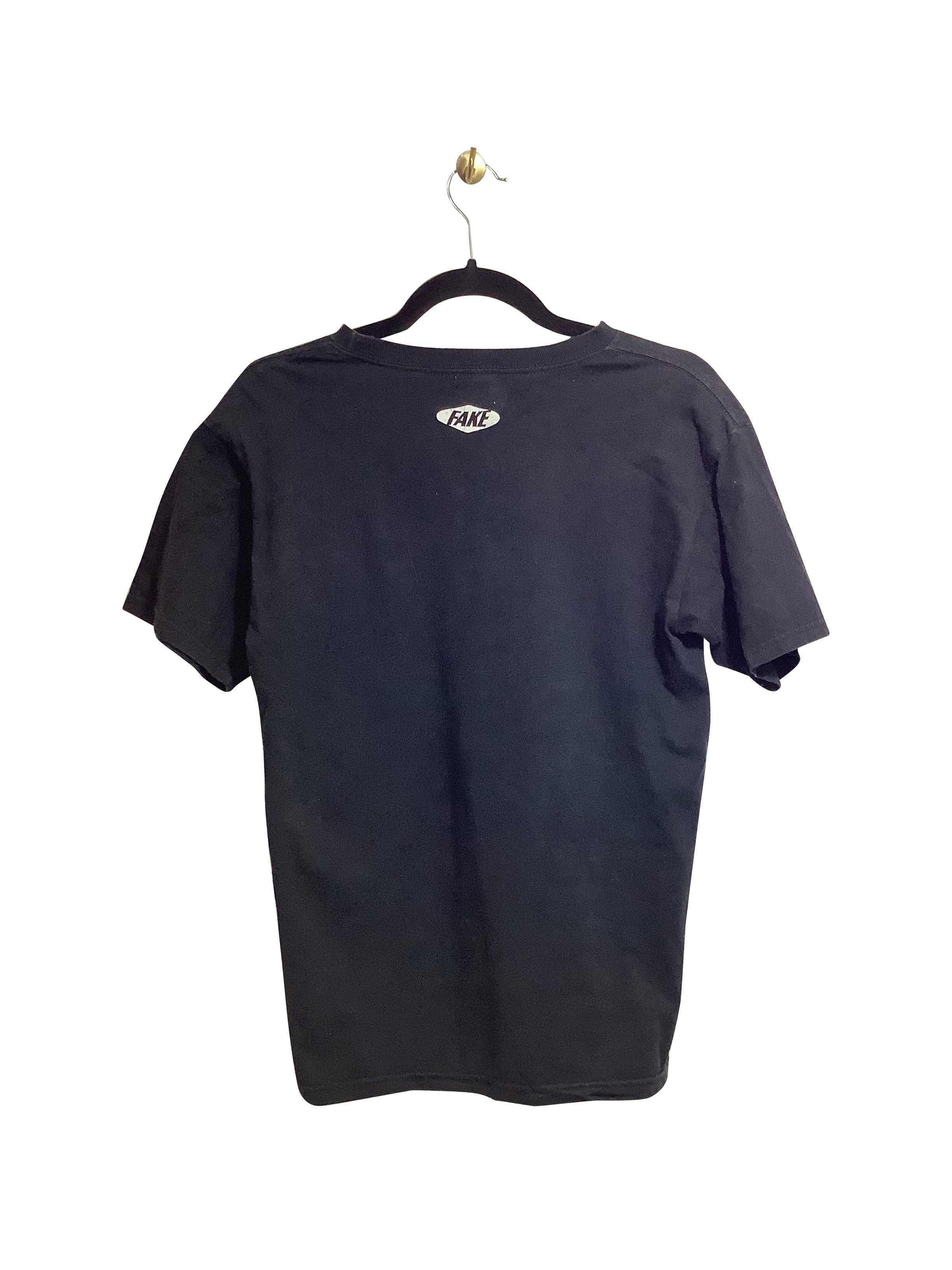 Stylish FAKE Black Regular Fit Short-Sleeved Crew Neck T-Shirt - Size S