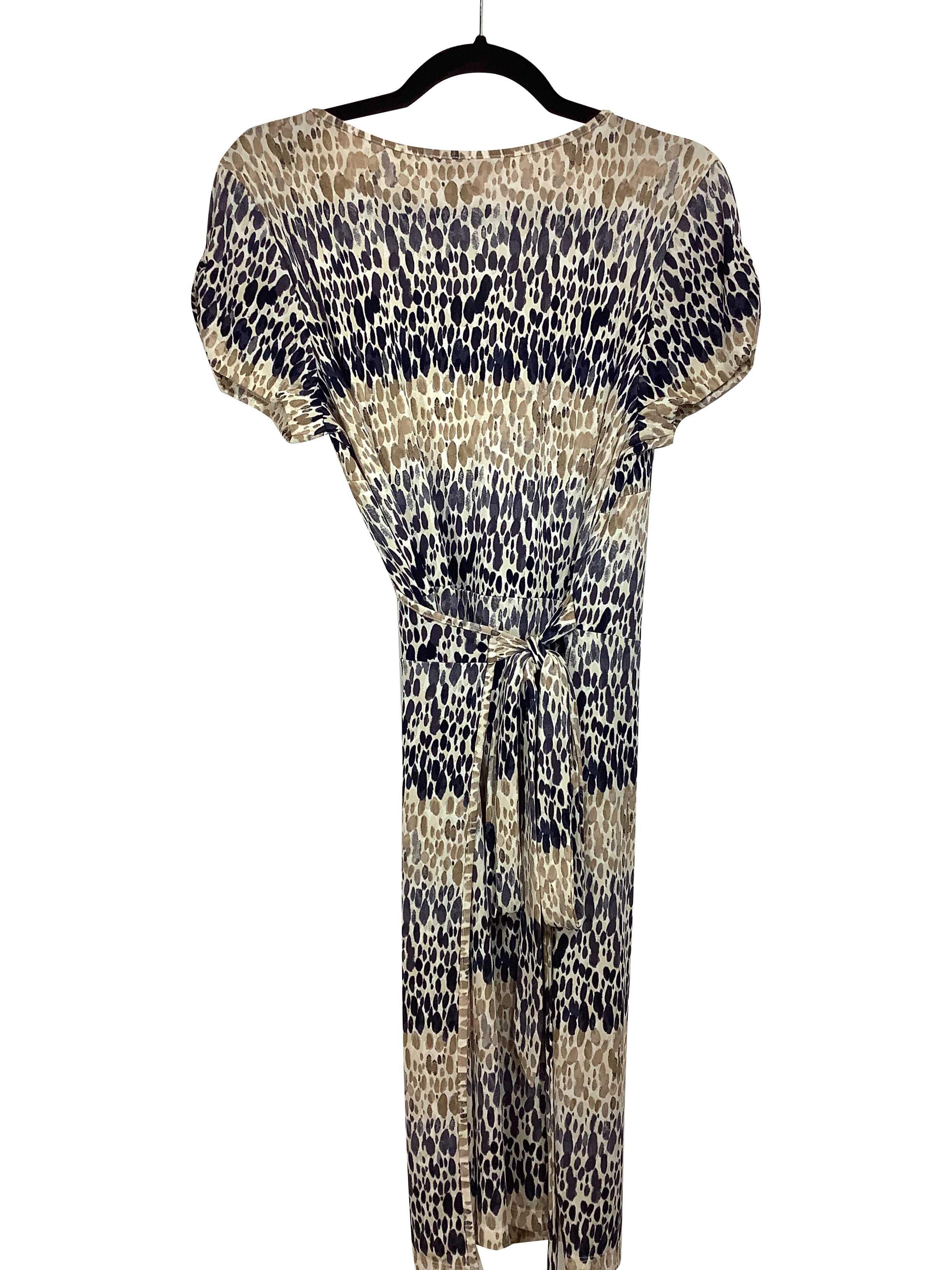 LOFT Stylish Regular Fit Beige Wrap Dress - Size L