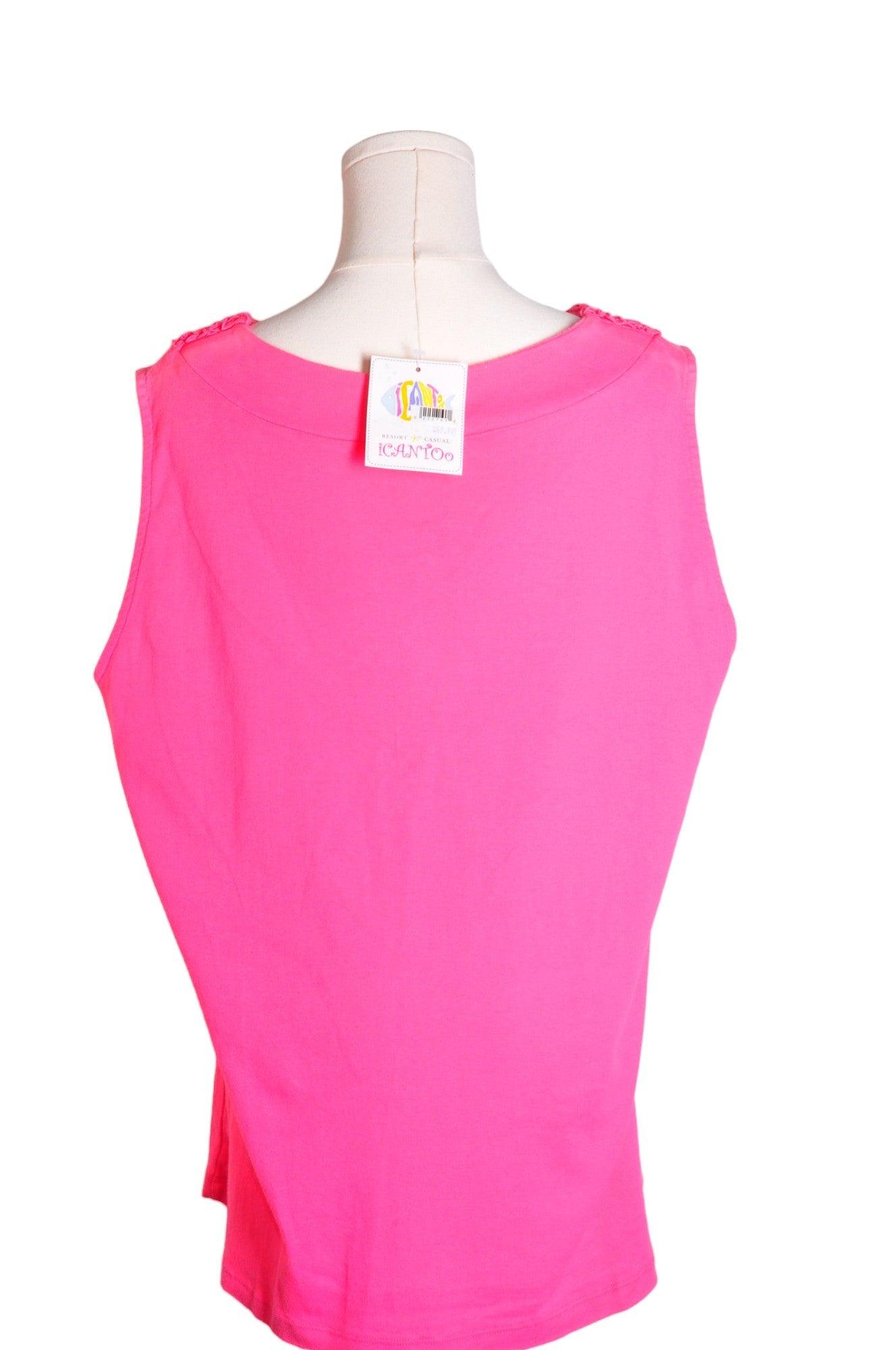 ICANTOO Stylish Pink Regular-fit Women's Blouses - Size L