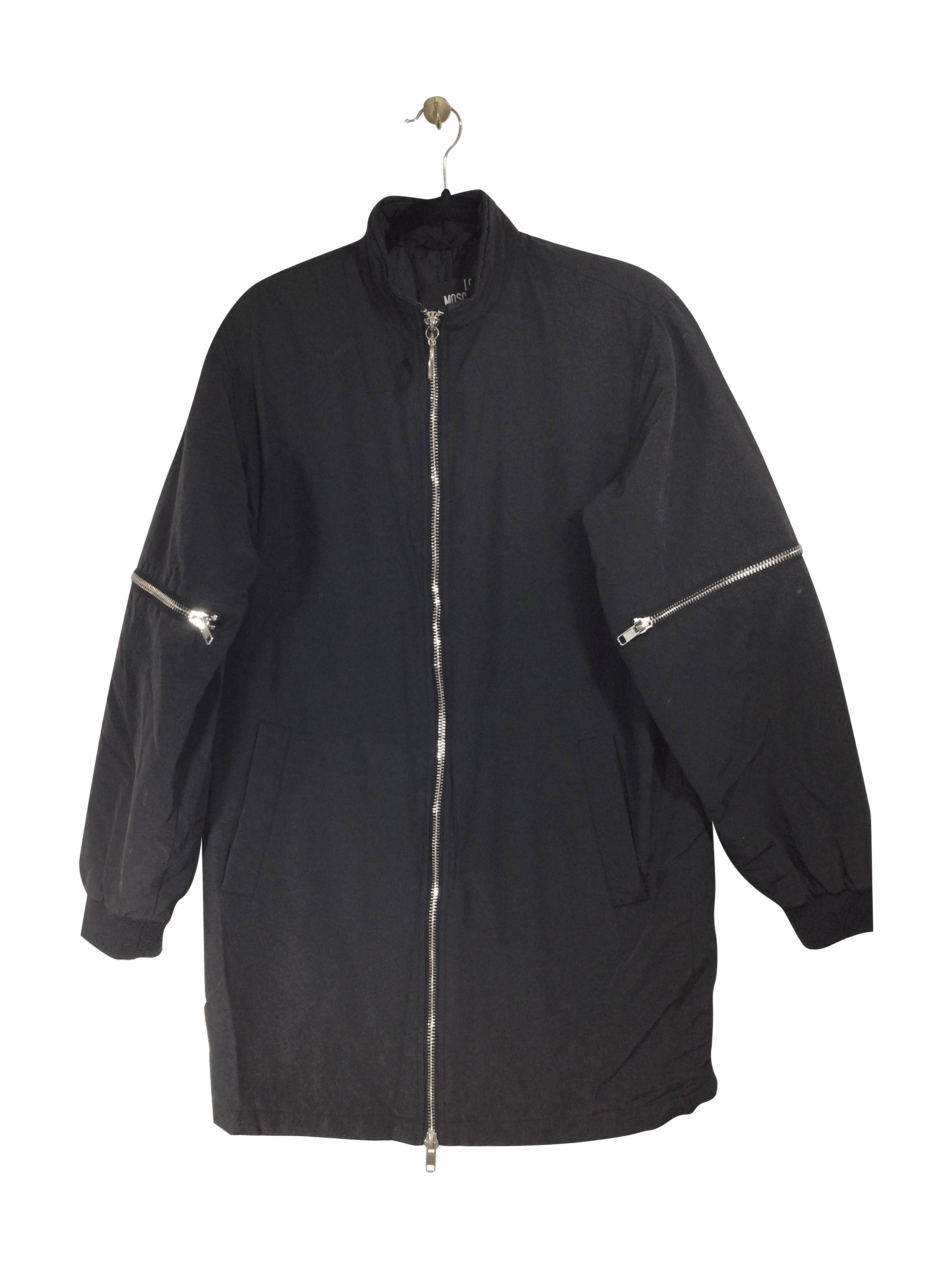 Stylish Second - Hand MOSCHINO Regular Fit Black Coat - Size 4