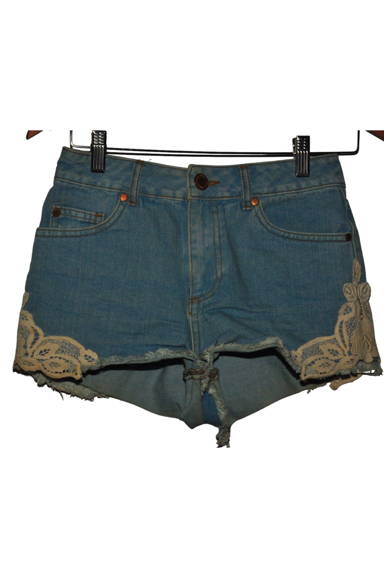Stylish MISS SELFRIDGE Blue Regular Fit Women's Denim Shorts - Size 8