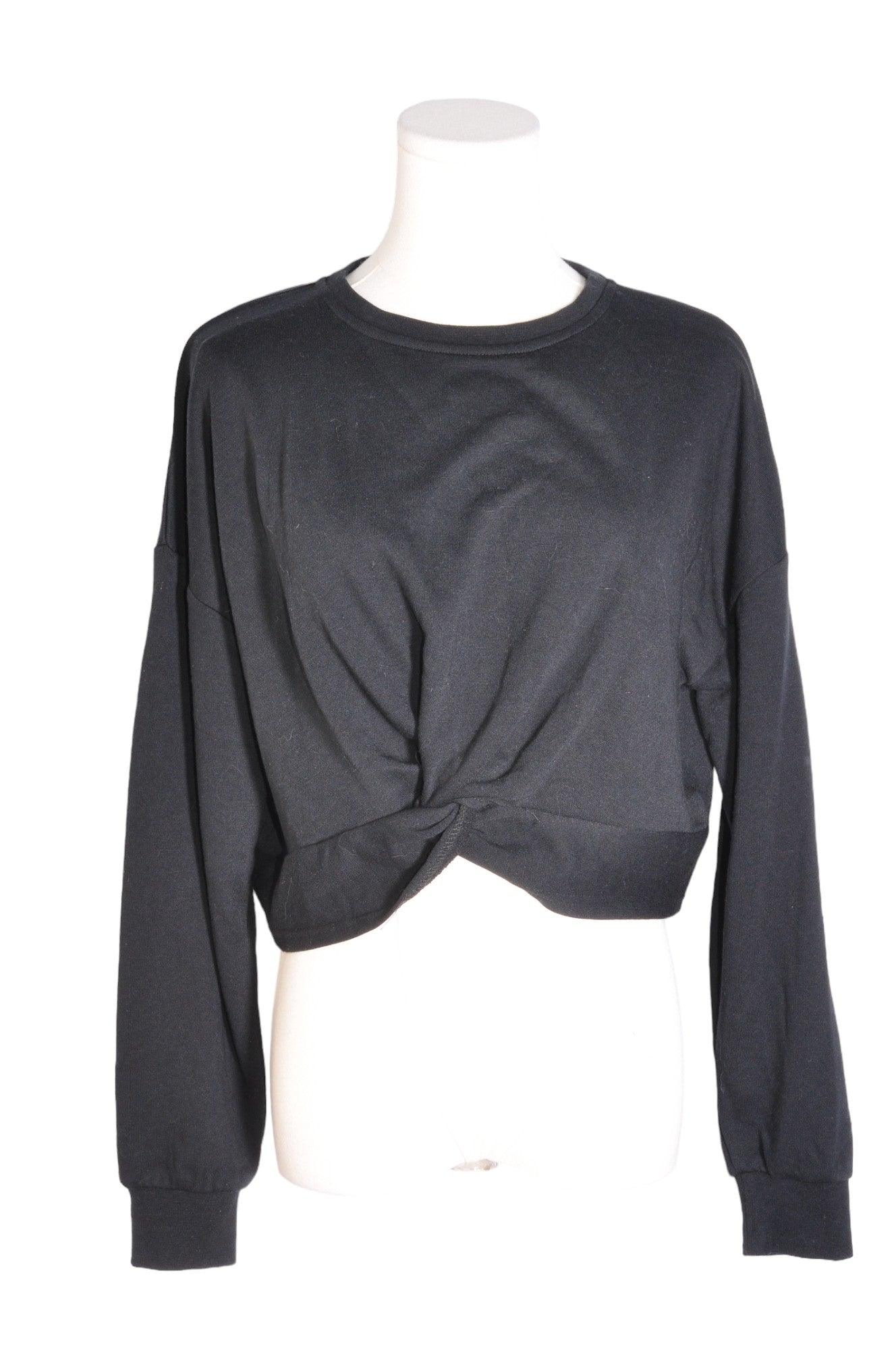 ONLY Second Hand Women's Regular Fit Long Sleeve Black Crop Tops - Size S