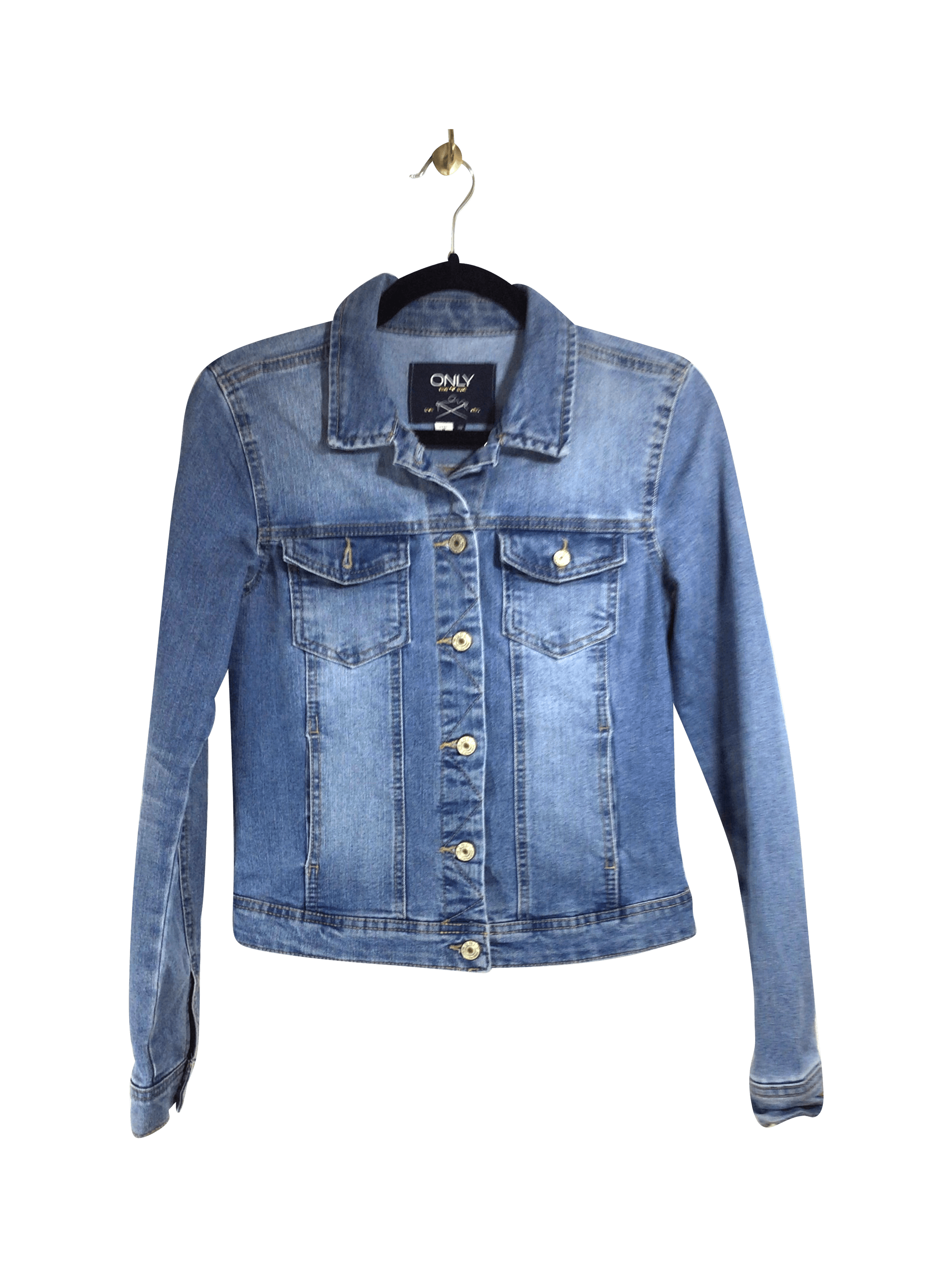 ONLY Stylish Women's Blue Regular-Fit Denim Jacket - Size 36
