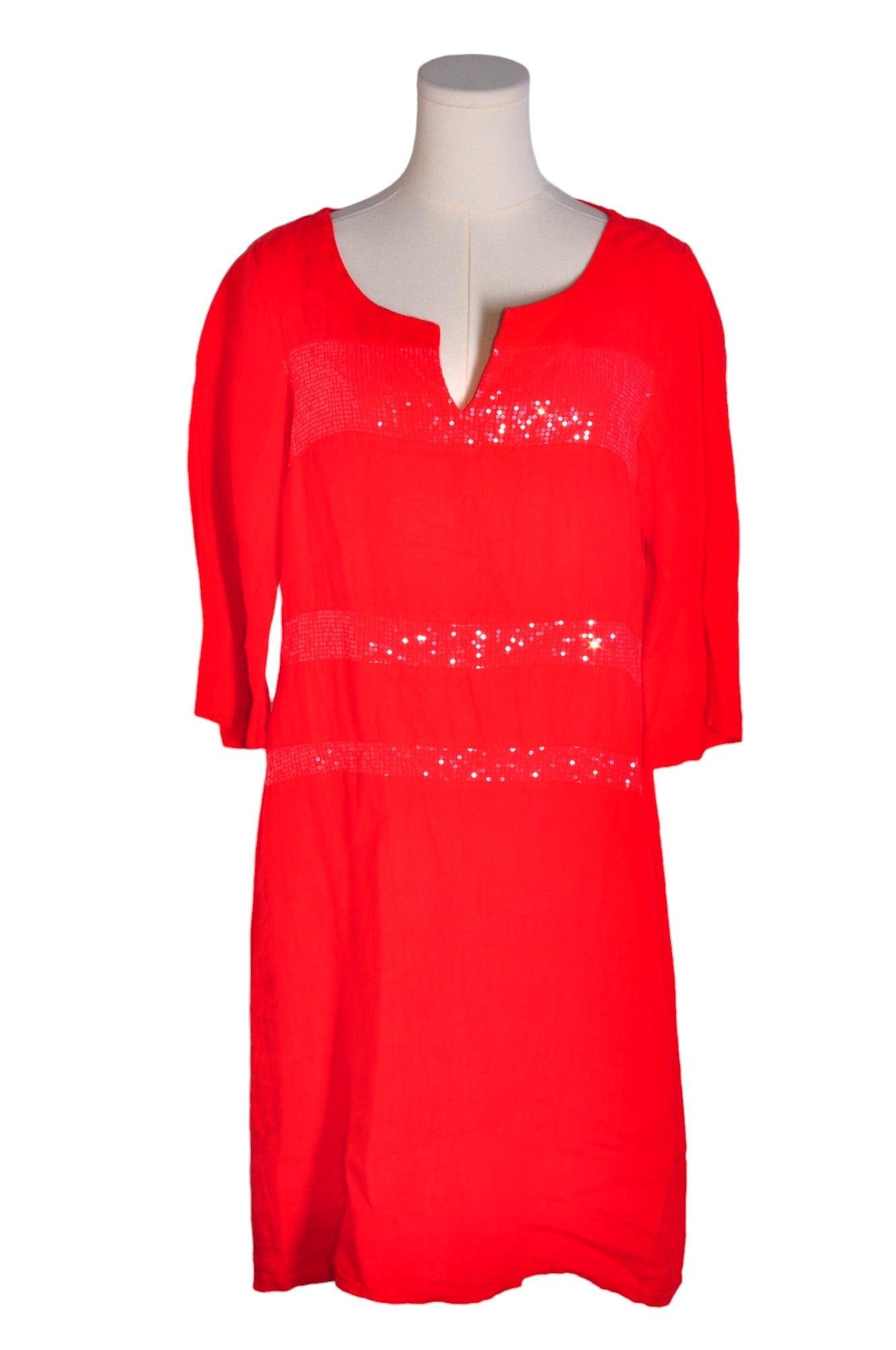 LINA TOMEI Stylish Women's Red Regular Fit Drop Waist Dress - Size M