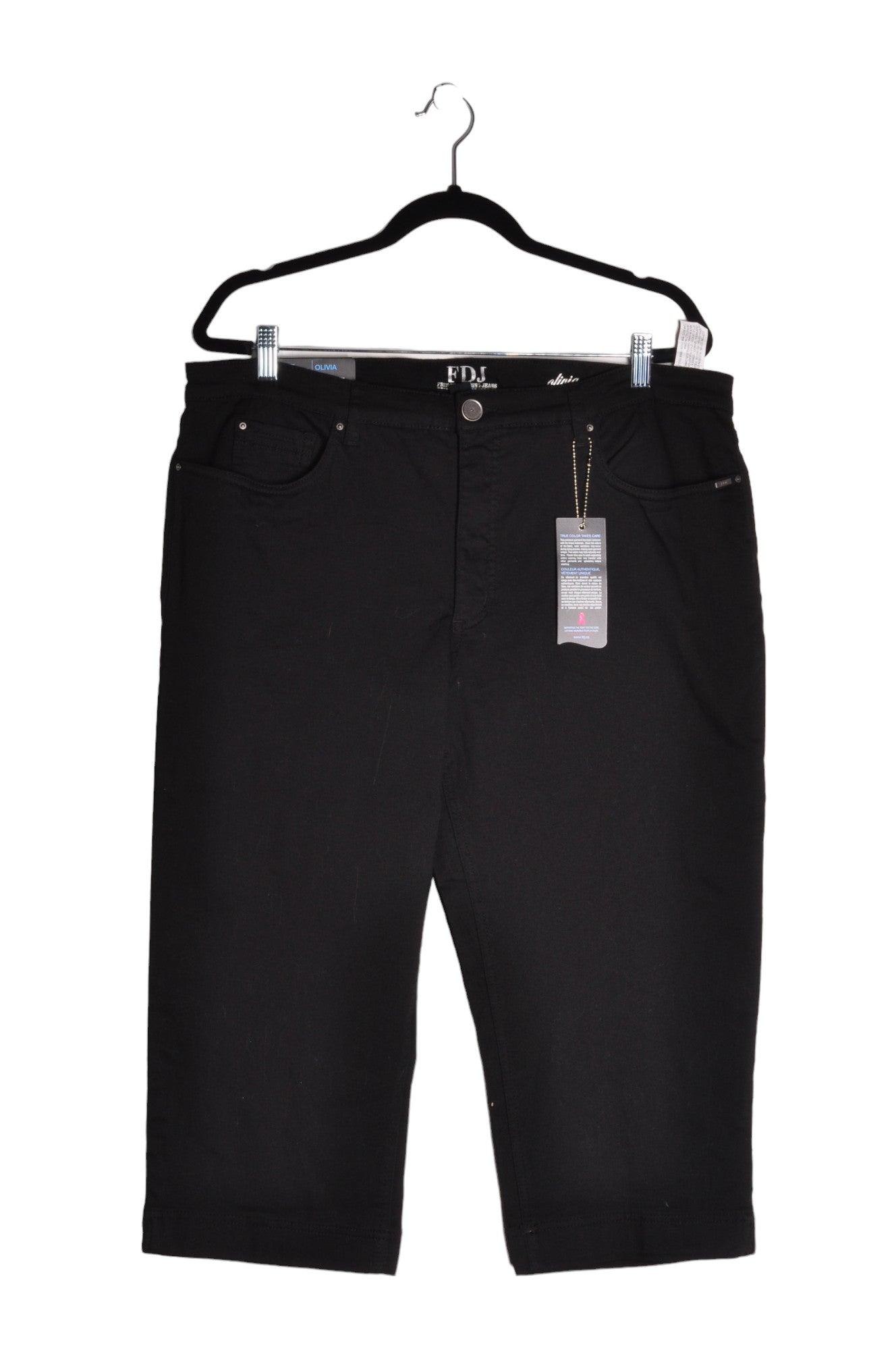 FDJ Stylish Women's Black Capri Pants - Regular Fit, Size 18