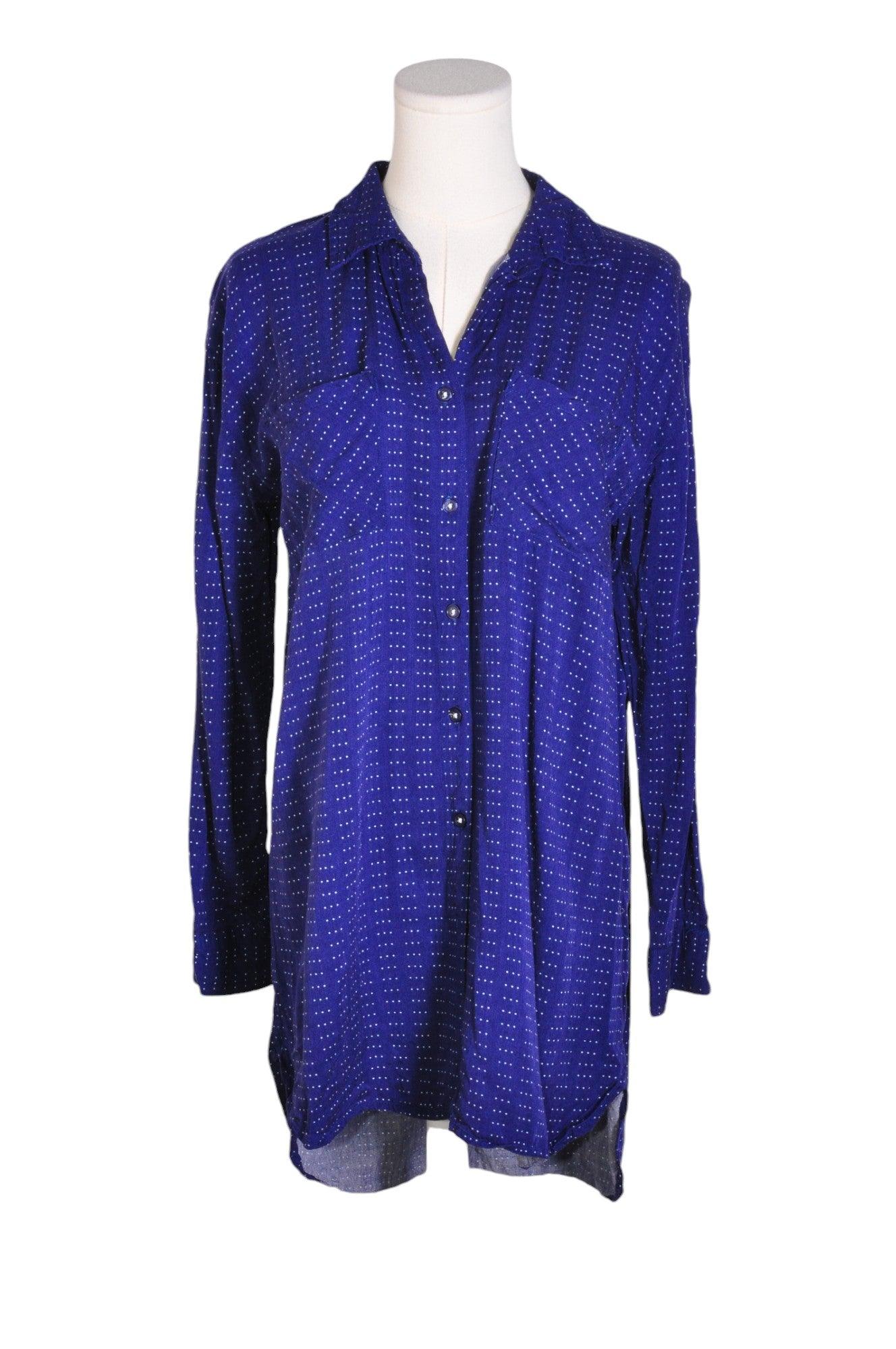 Stylish MONK & LOU Women's Blue Regular Fit Button Down Tops - Size S