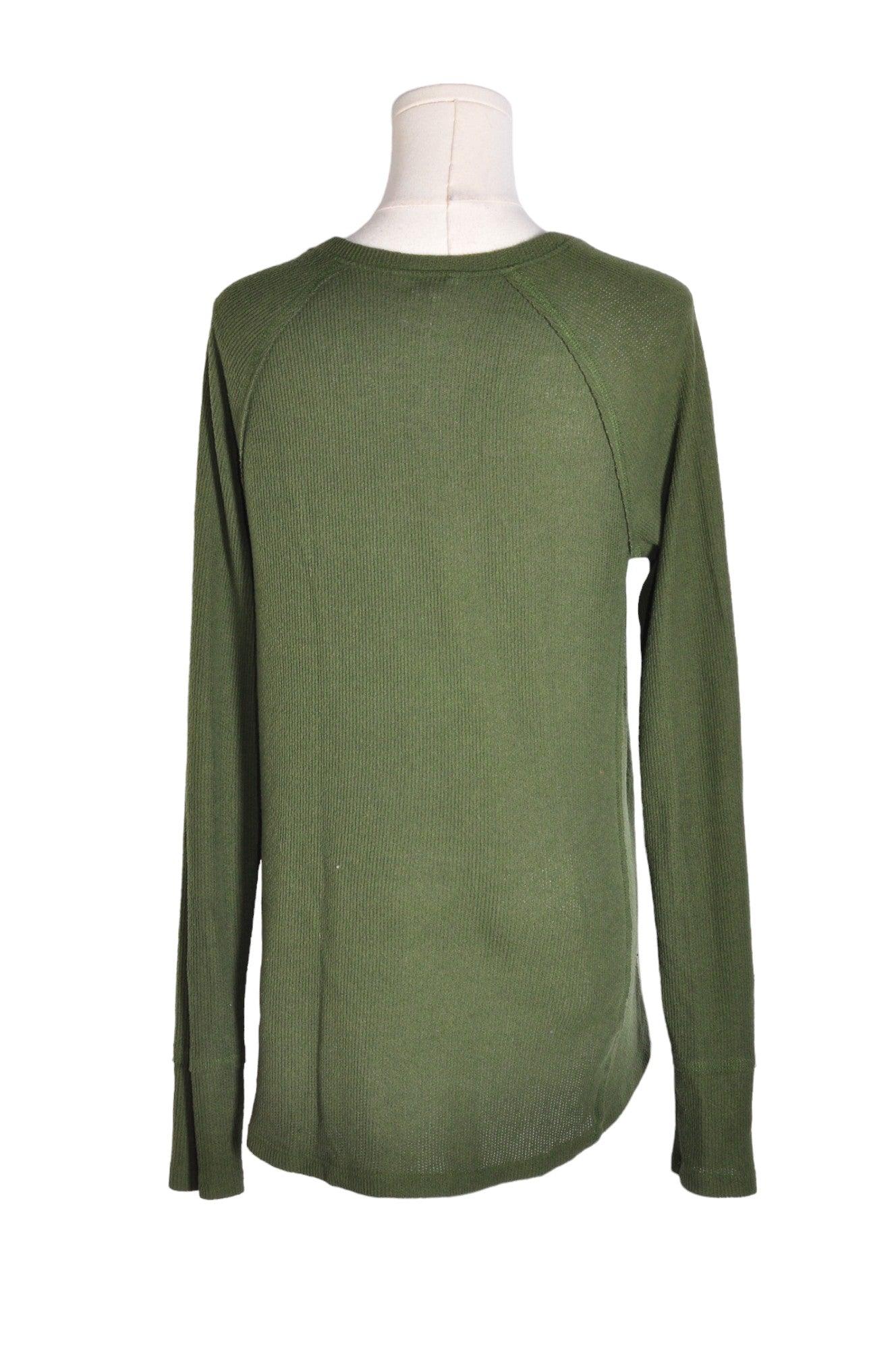 Stylish CASLON Green Regular Fit Long Sleeve V Neck Women's T-Shirt - Size S