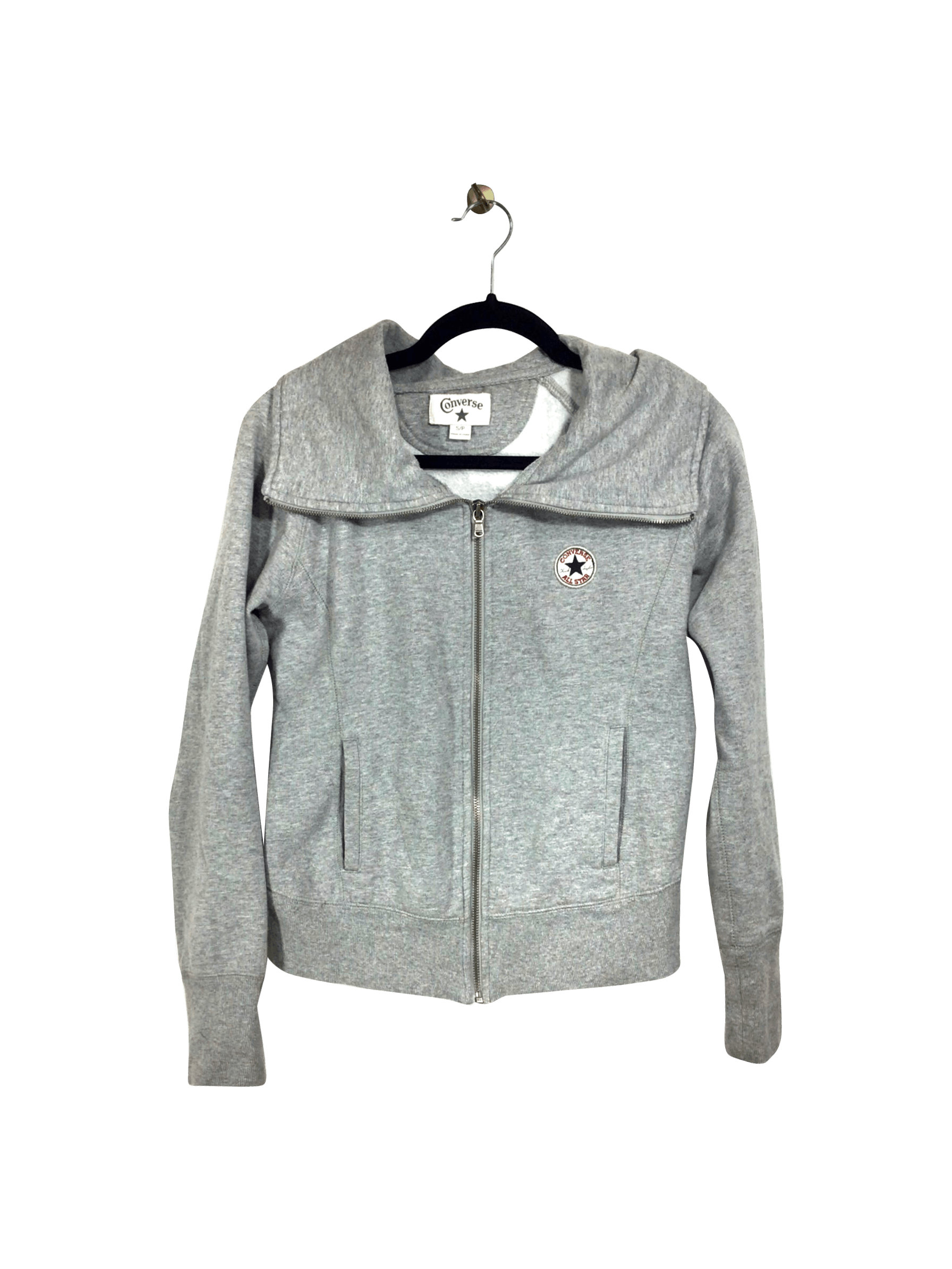 CONVERSE Gray Regular Fit Second - Hand Sweatshirt - Size S