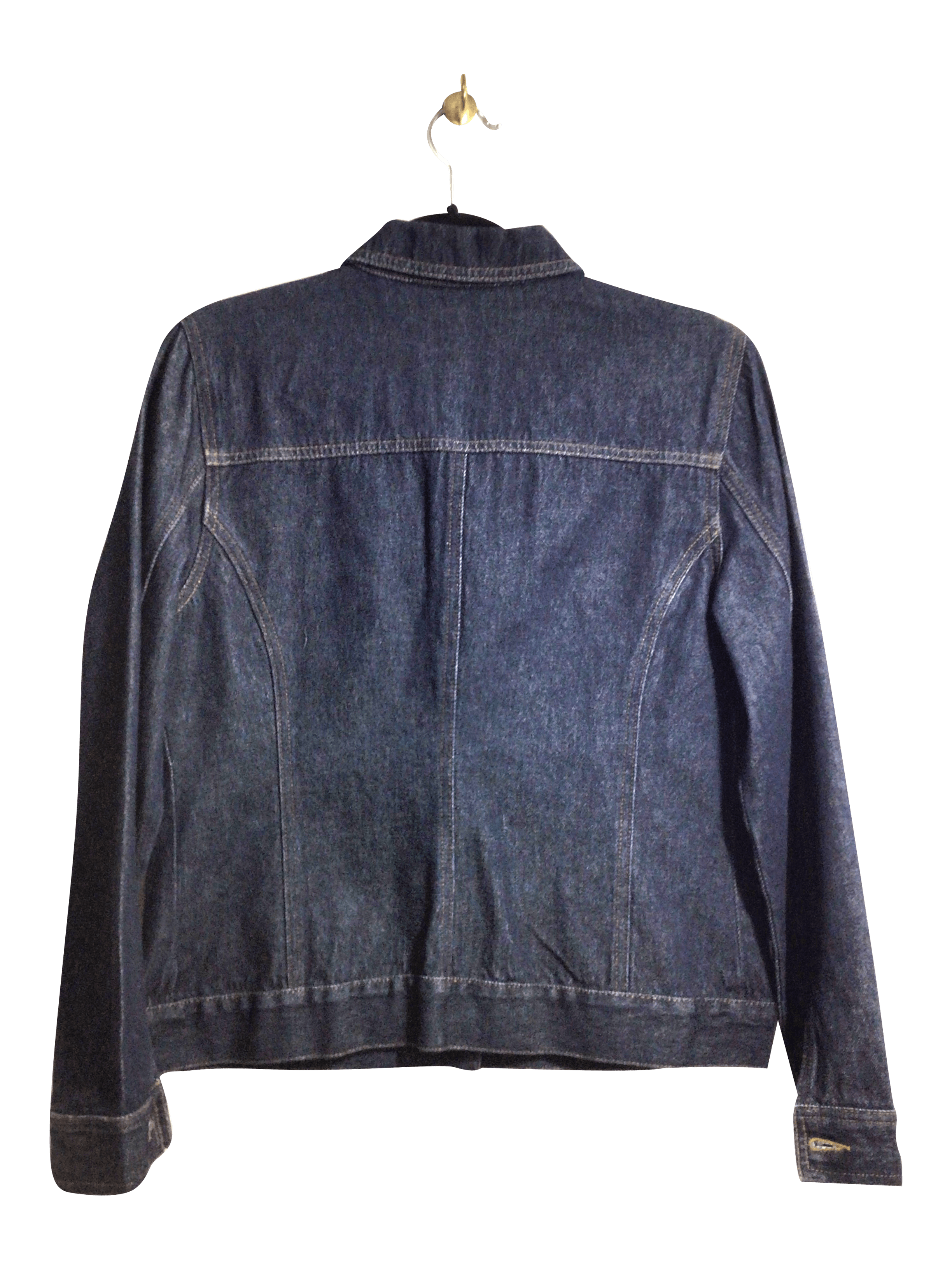 Stylish CONTRAST Blue Regular-Fit Second-Hand Women's Denim Tops - Size 11
