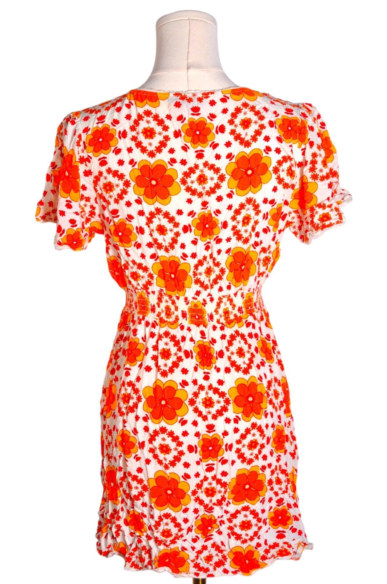 FOREVER 21 Stylish Women's Orange Regular Fit & Flare Dress - Size L