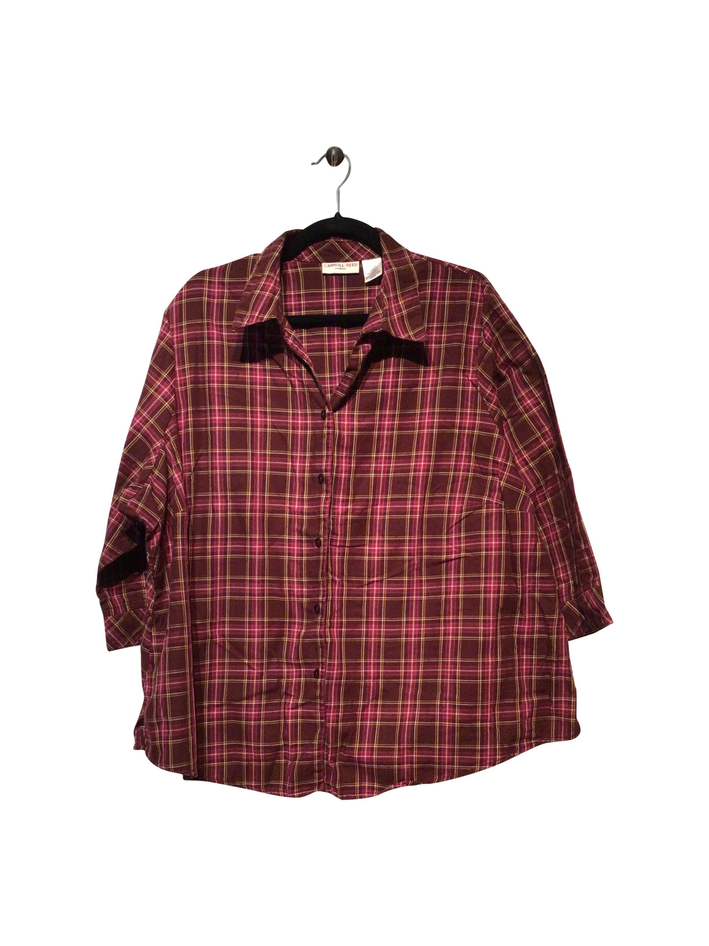CARROLL REED Stylish Regular Fit Red Button-down Top - Size 24W