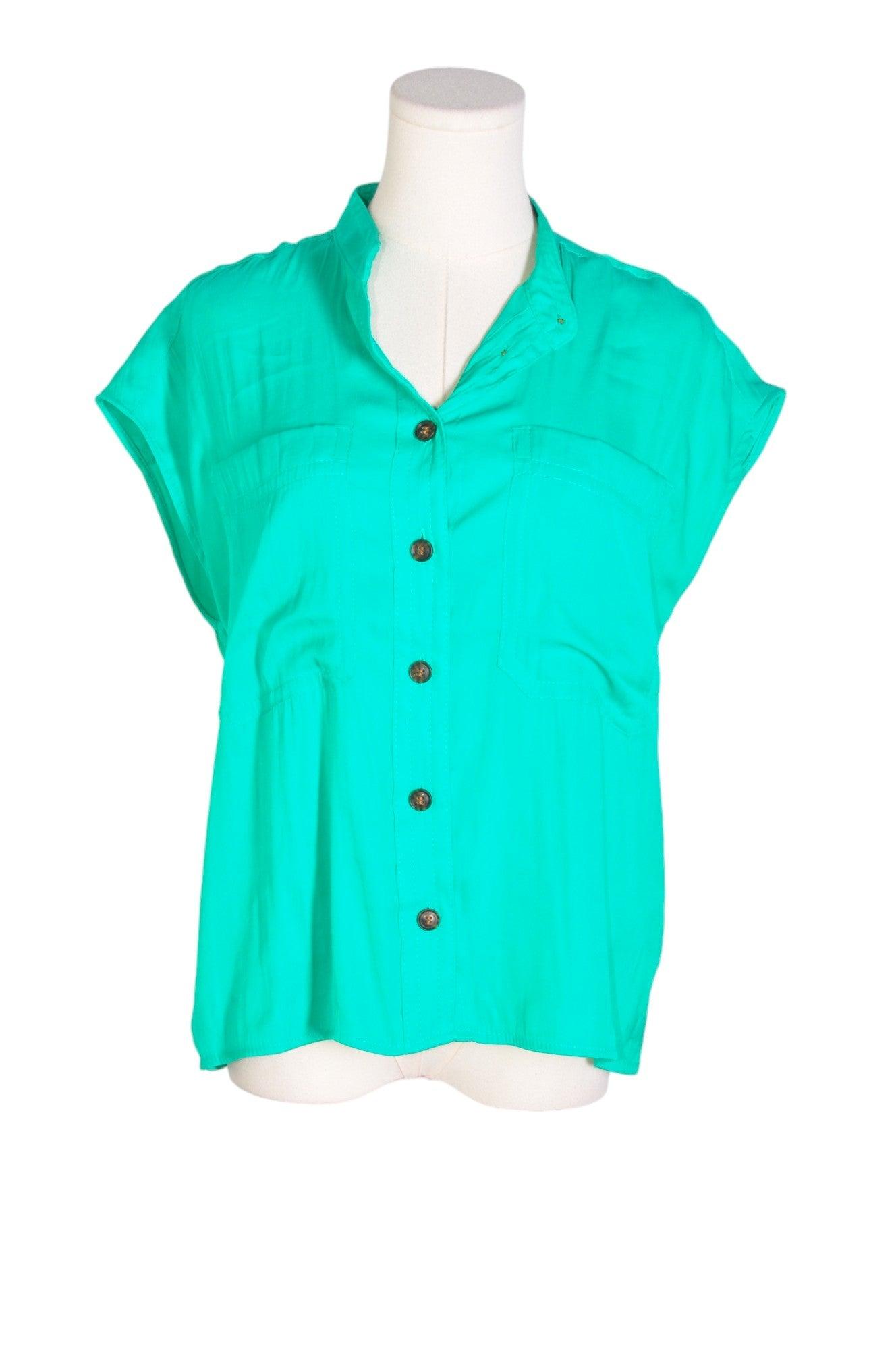 BANANA REPUBLIC Stylish Women's Green Regular-Fit Button Down Tops - Size S