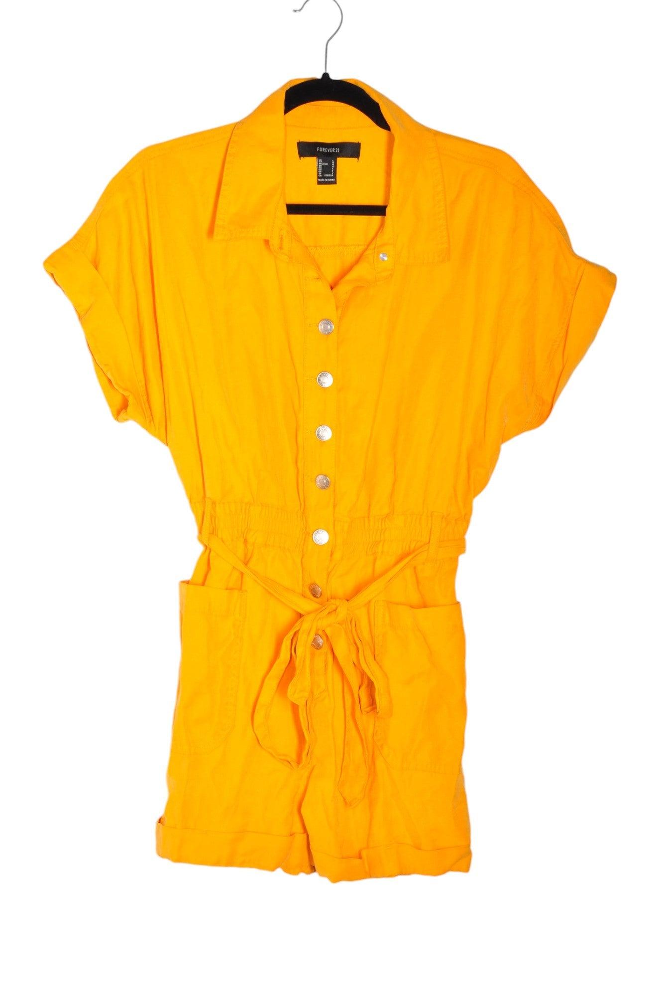 FOREVER 21 Stylish Yellow Regular Fit Women's Rompers - Size L