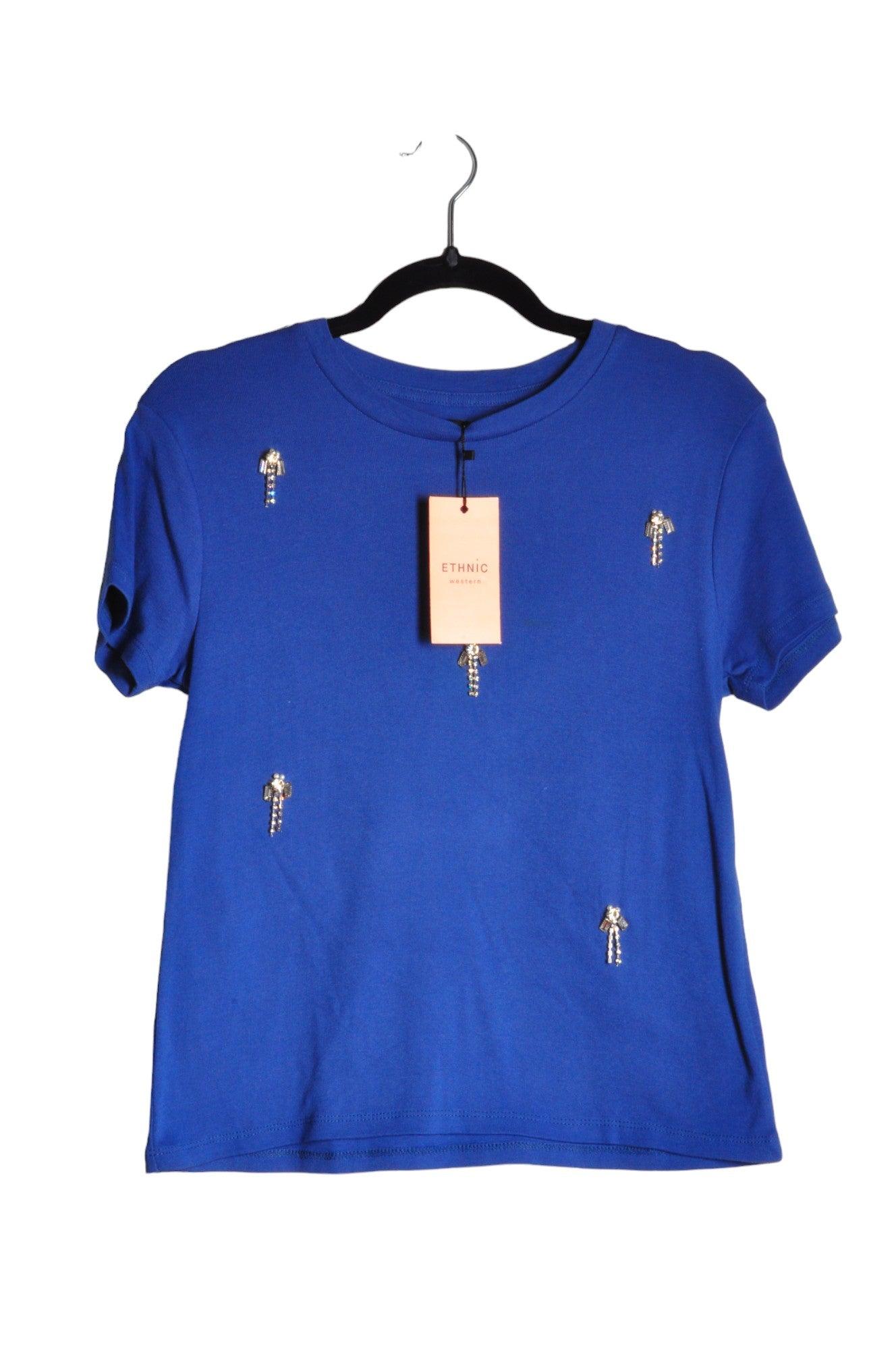 Stylish ETHNIC Blue Regular Fit Women's T-Shirt - Size S