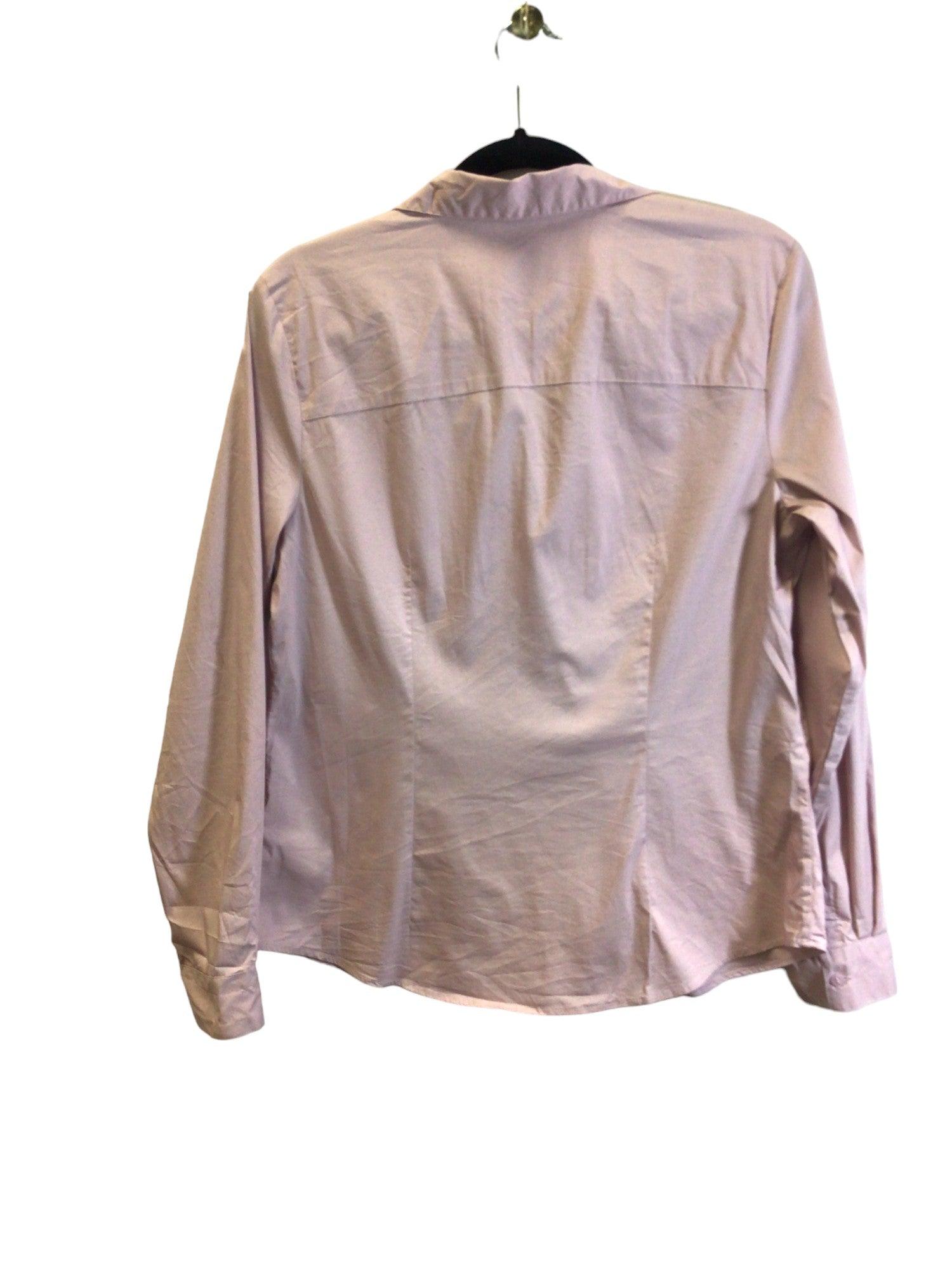 Stylish H&M Second - Hand Women's Pink Regular - Fit Button - Down Tops - Size M
