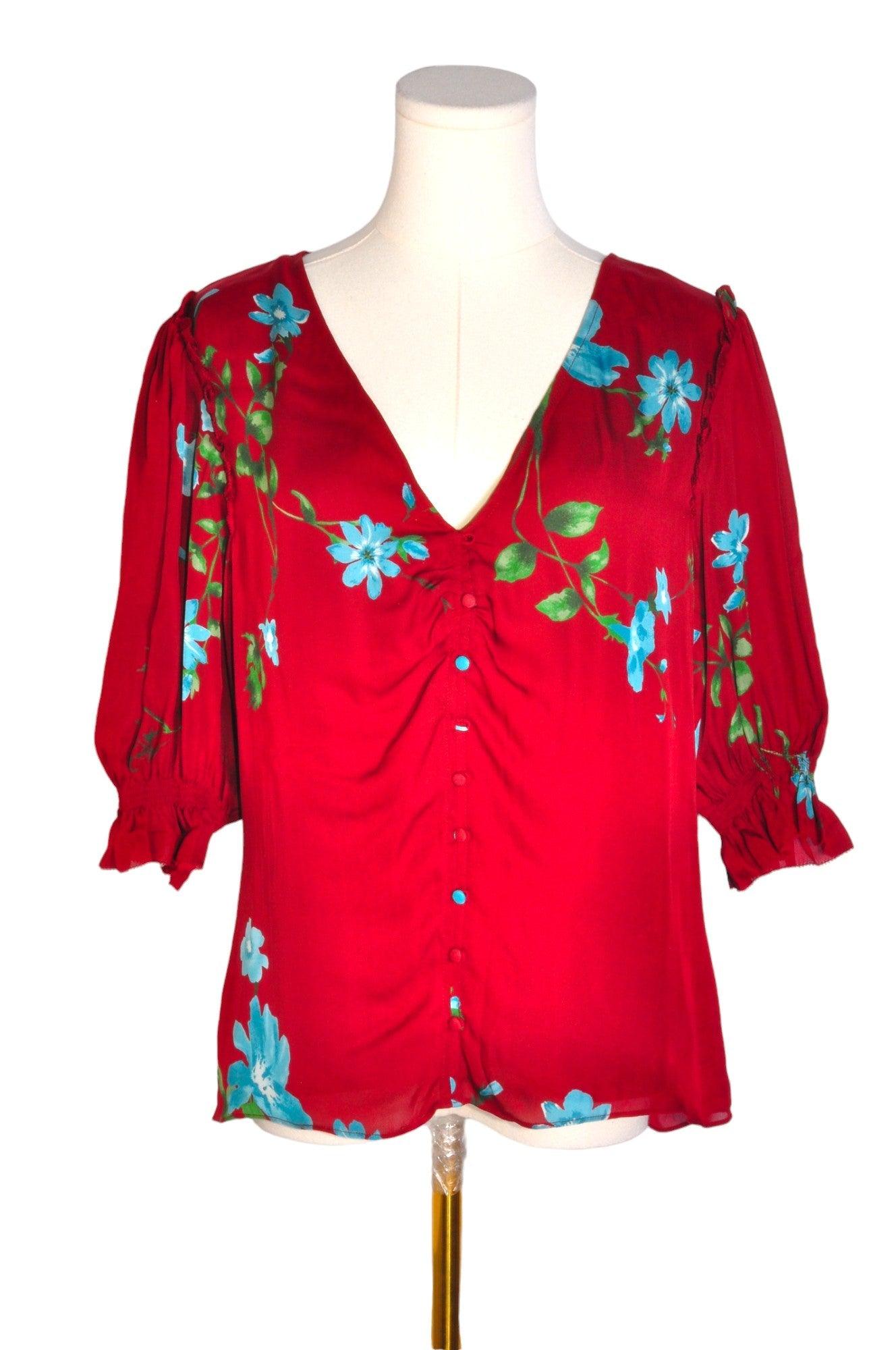 JOIE Stylish Women's Red Regular-Fit Blouse - Size L