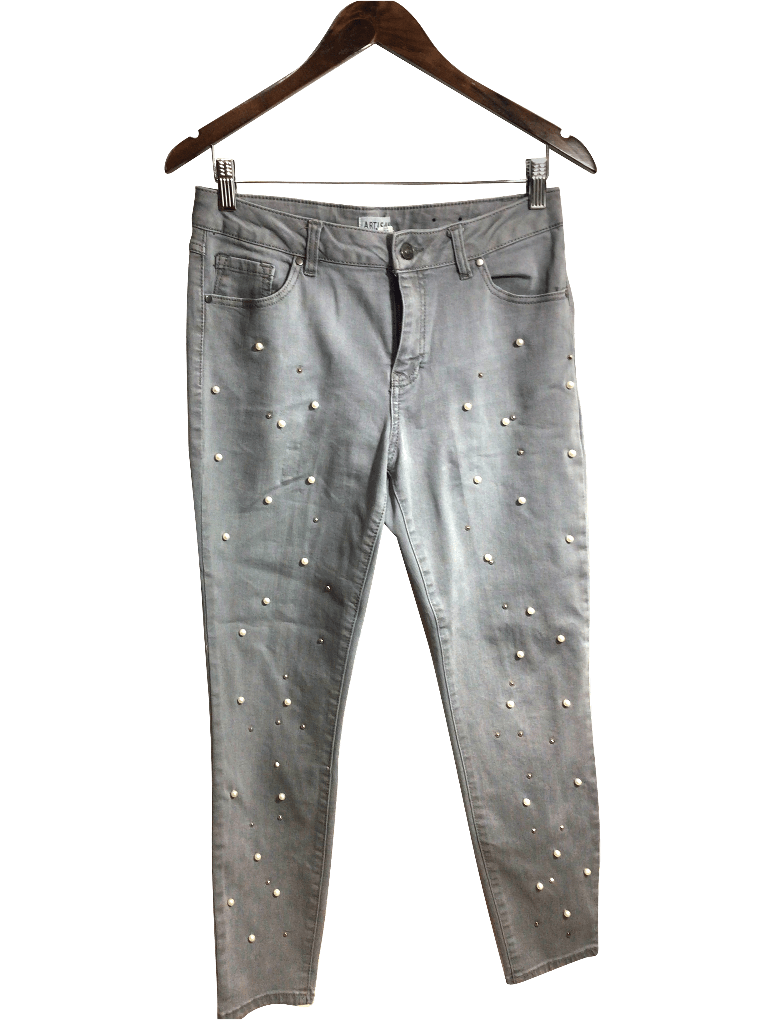 Stylish ARTISAN NY Women's Gray Regular Fit Straight-Legged Jeans - Size 10