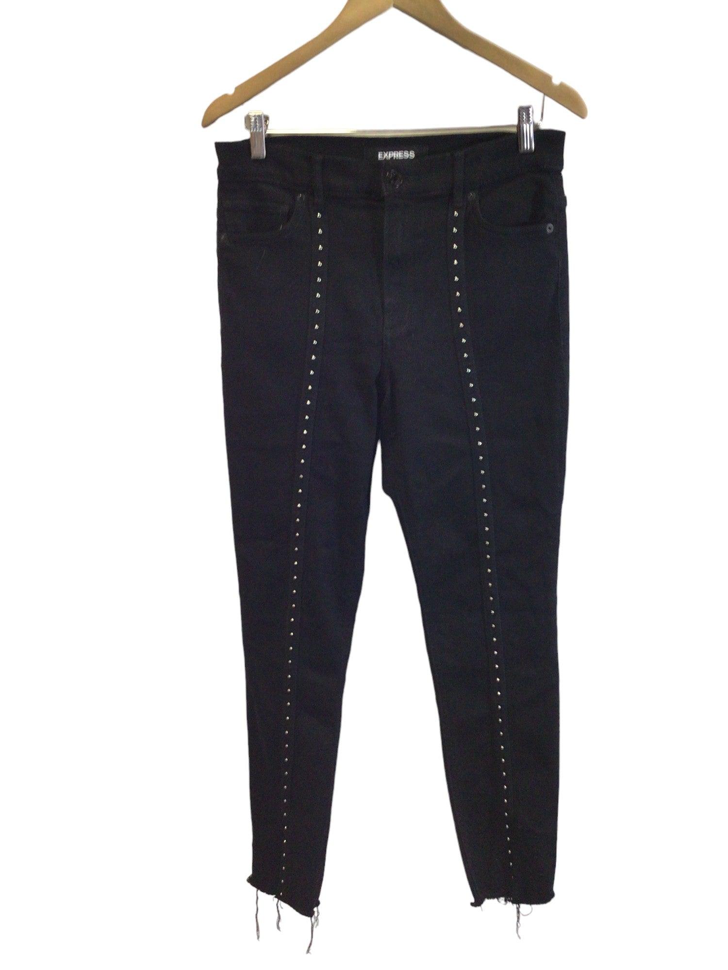 EXPRESS Women's Stylish Black Regular-Fit Straight-Legged Jeans - Size 10