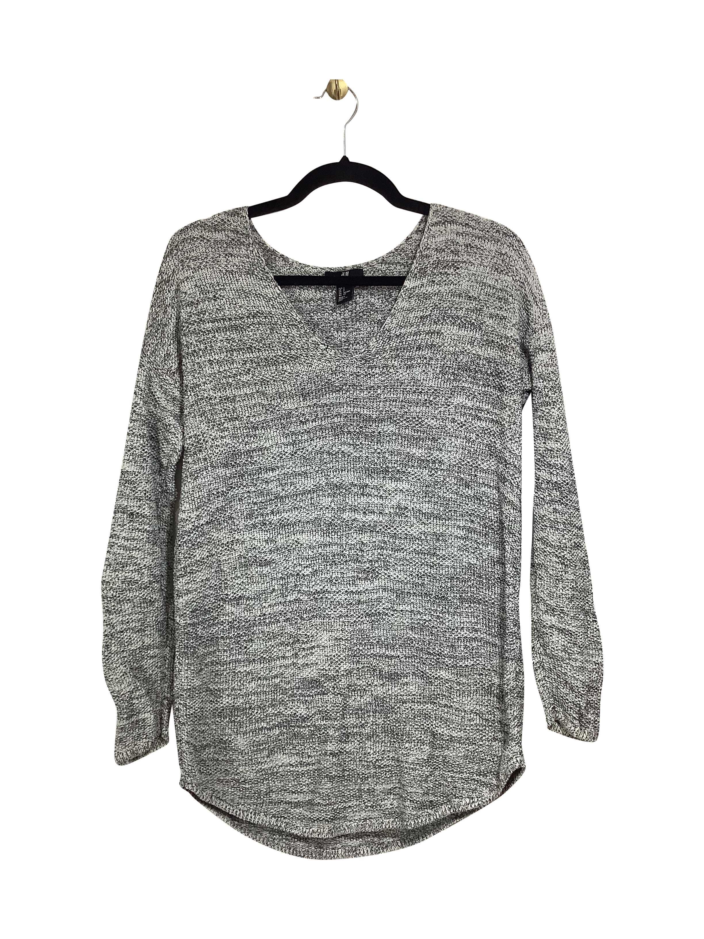 H&M Stylish Regular Fit Gray Long Sleeve V-Neck T-Shirt - Size S