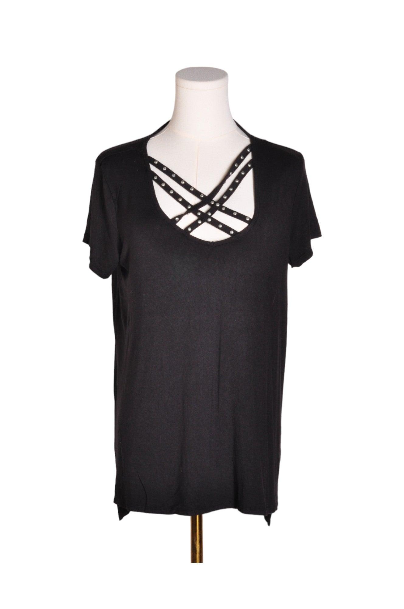Stylish ROCK & REPUBLIC Black Regular Fit Women's Blouse - Size M