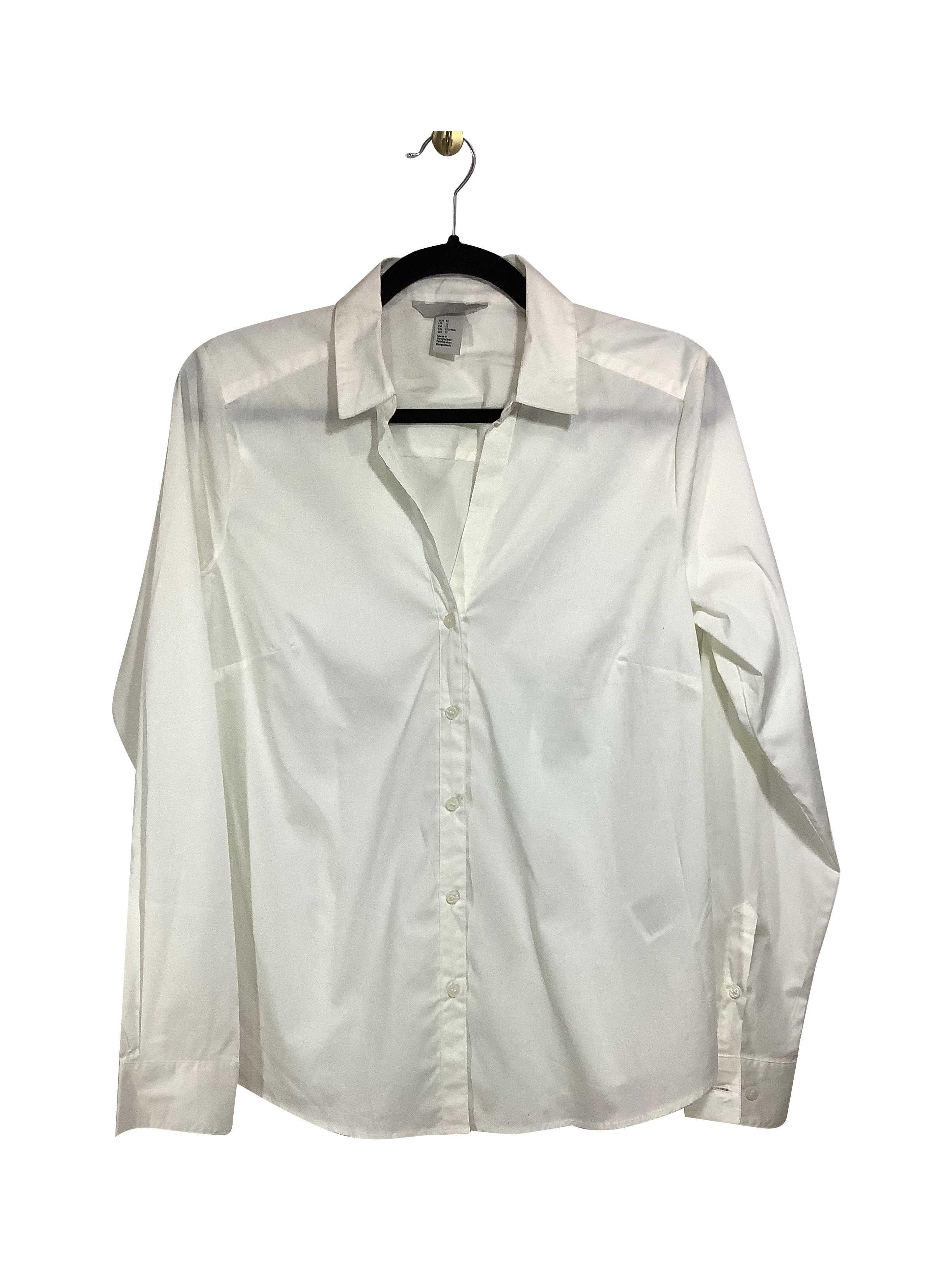 H&M White Regular Fit Button-down Top - Size 12, Second Hand Gem