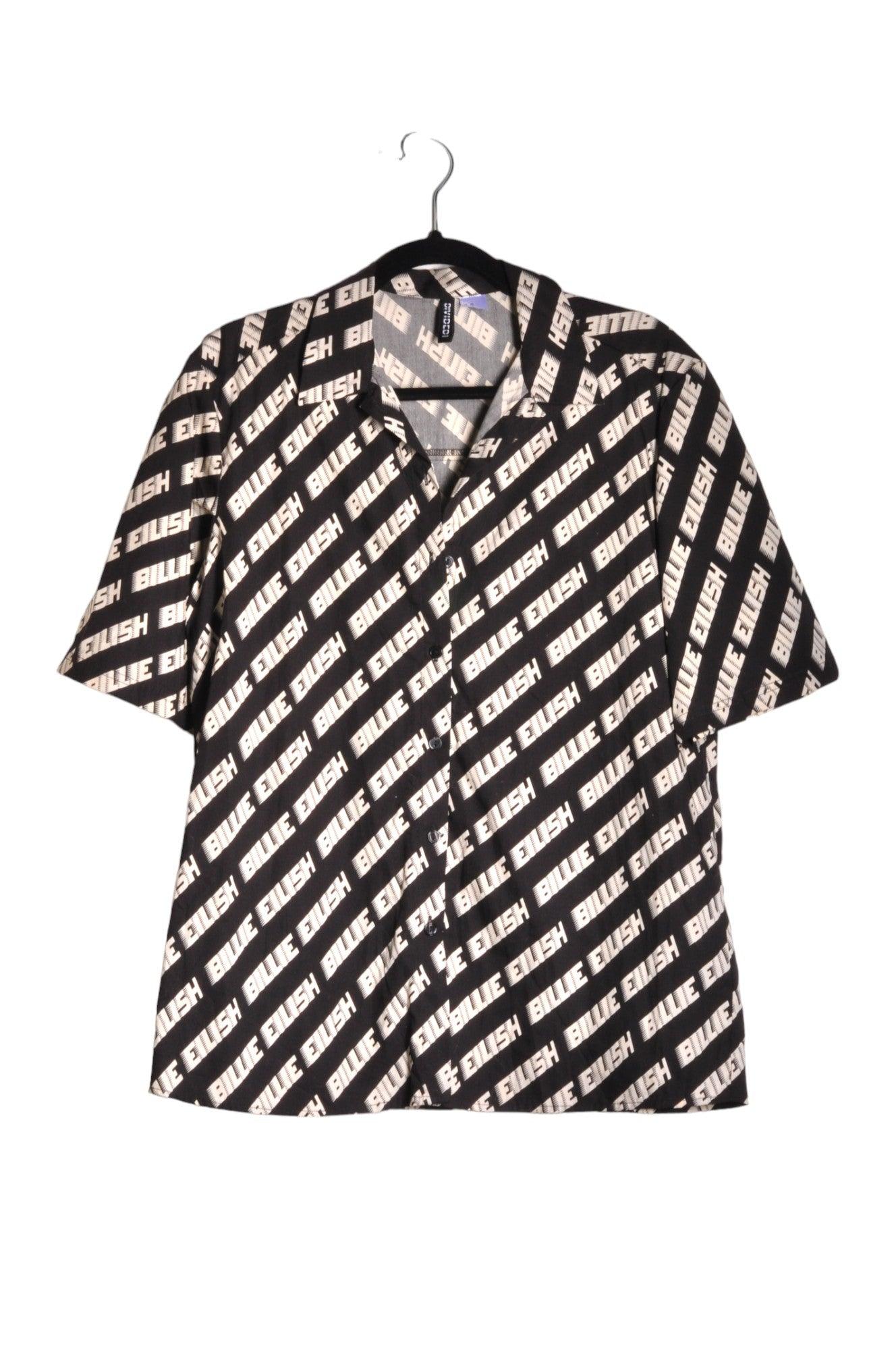 H&M Men's Stylish Black Button Down Tops in Regular Fit - Size XS