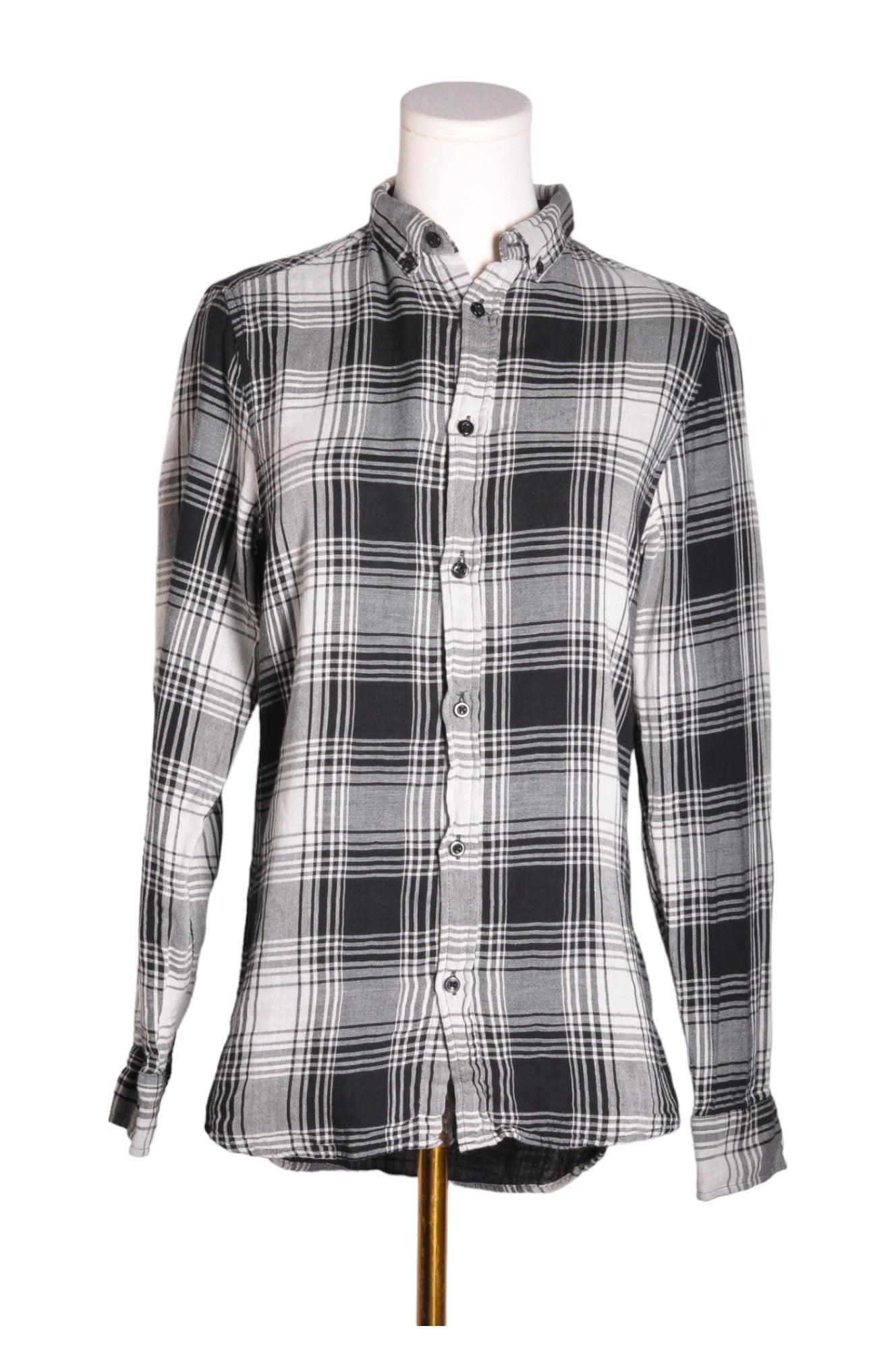H&M Men's Stylish Blue Regular Fit Button Down Tops - Size XS