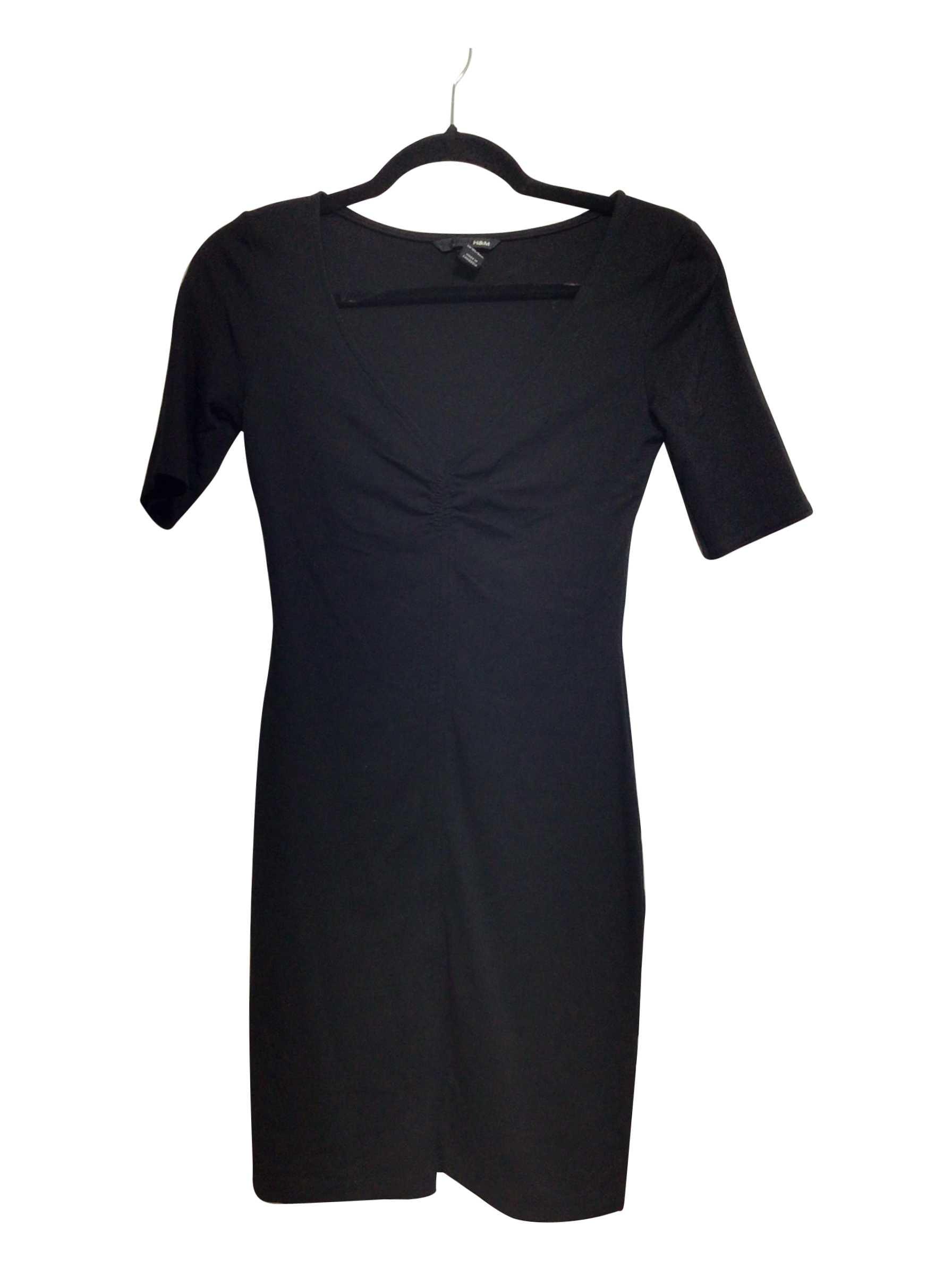 H&M Stylish Regular Fit Black Midi Dress - Size 4