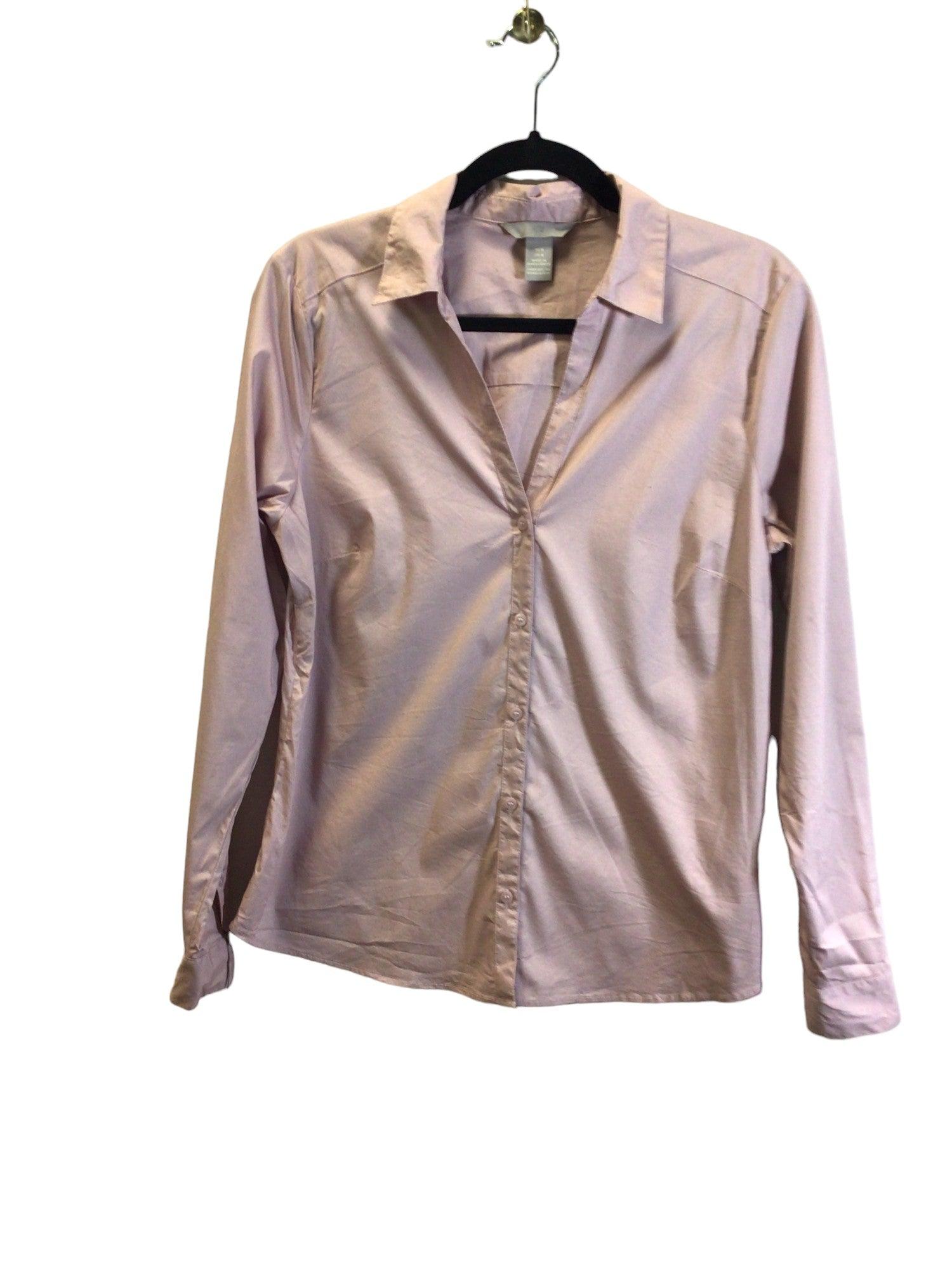Stylish H&M Second - Hand Women's Pink Regular - Fit Button - Down Tops - Size M