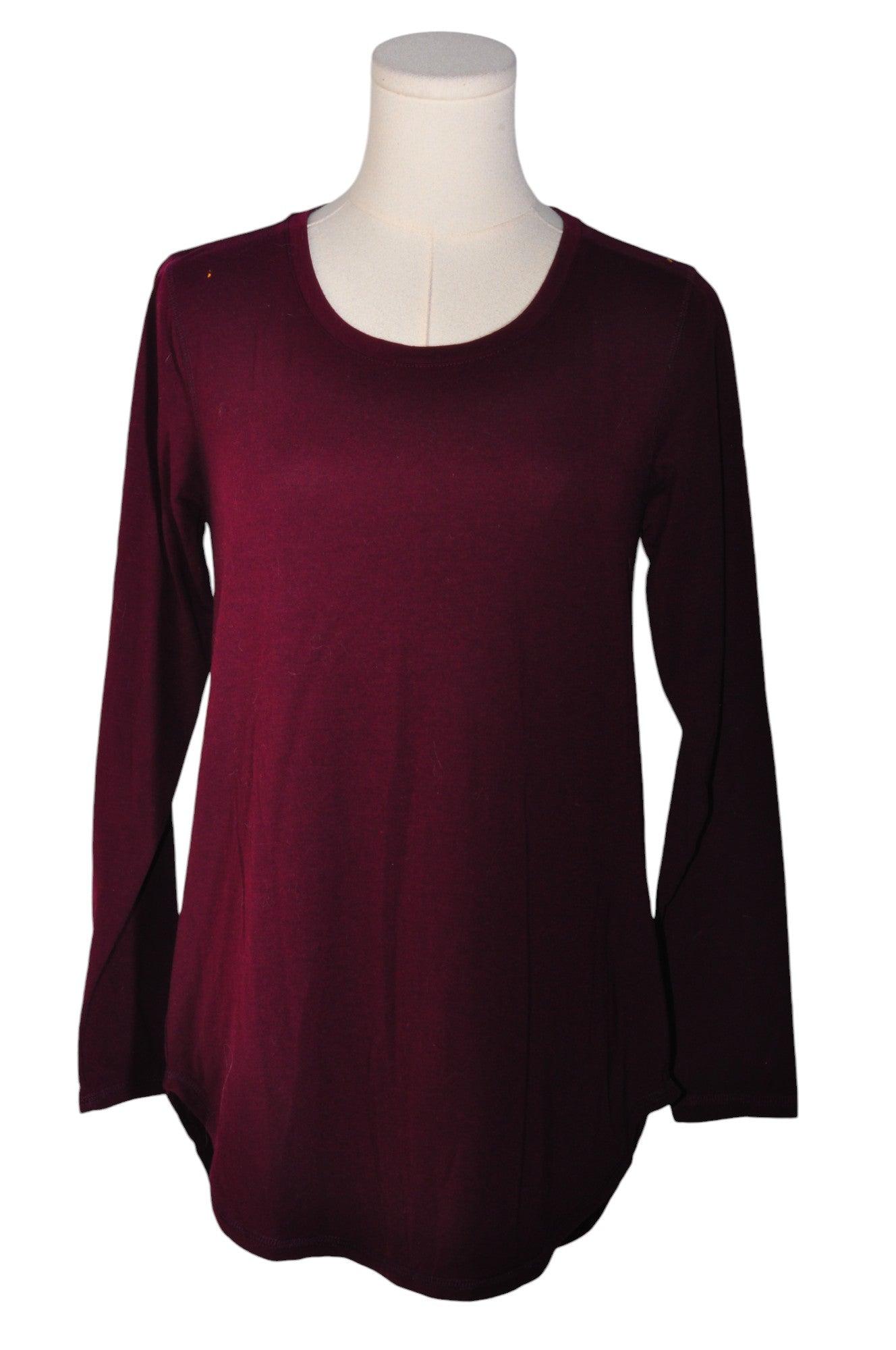 JOE FRESH Stylish Women's Regular-Fit Purple Long-Sleeve Crew Neck T-Shirt - Size S