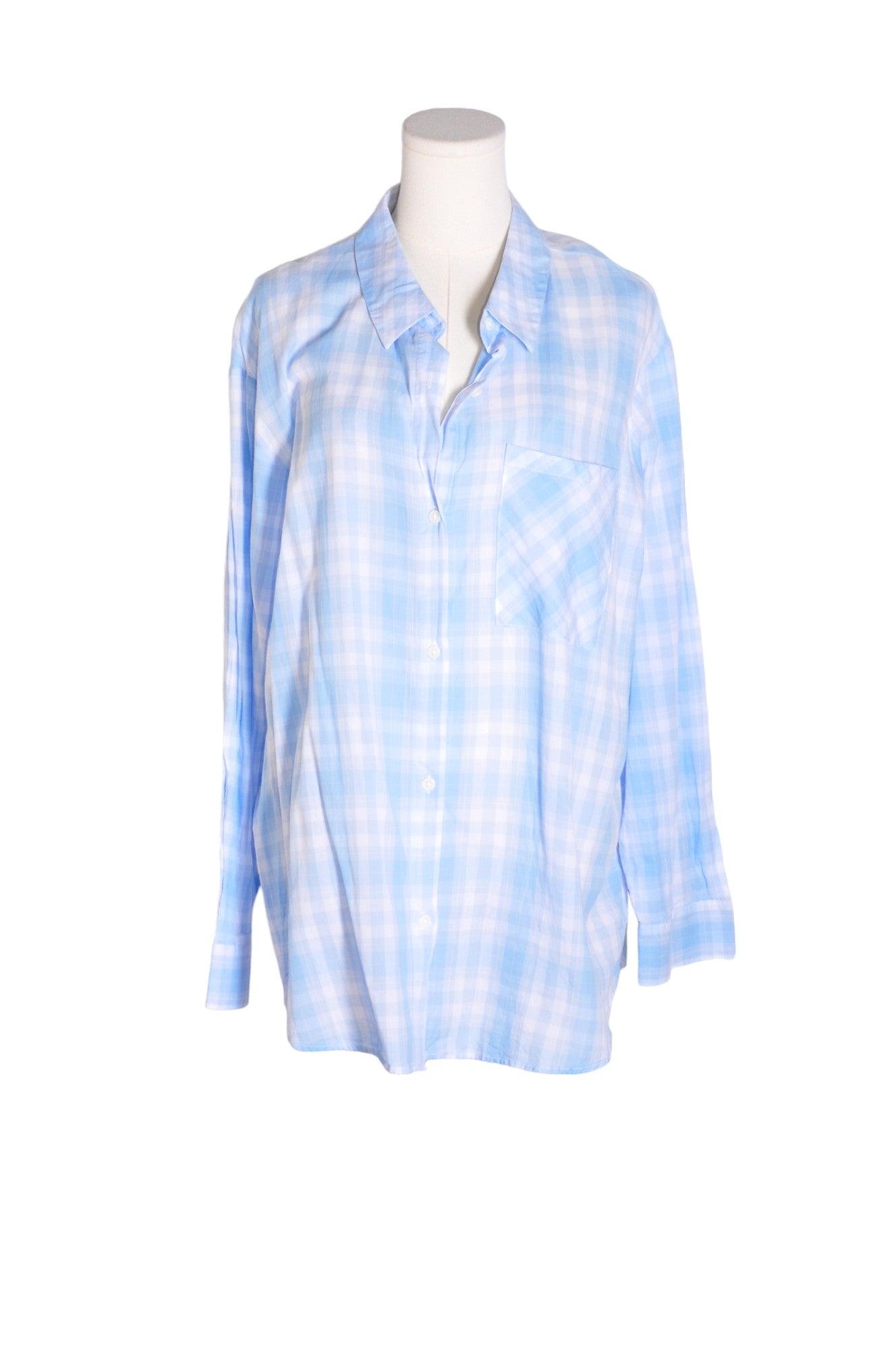 H&M Stylish Women's Blue Button Down Tops in Regular Fit - Size L