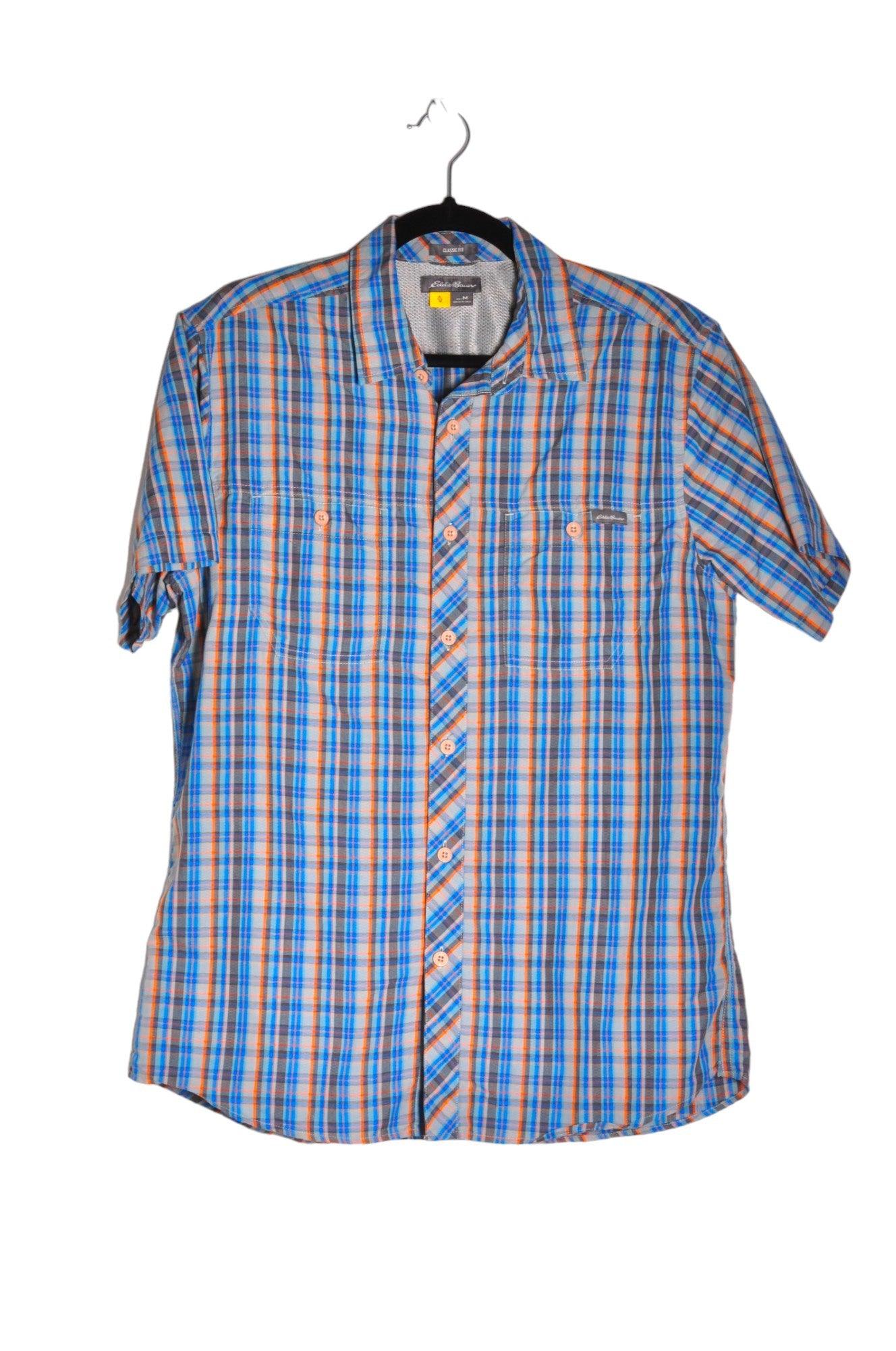 EDDIE BAUER Men's Blue Regular Fit Button Down Short Sleeve Tops - Size M