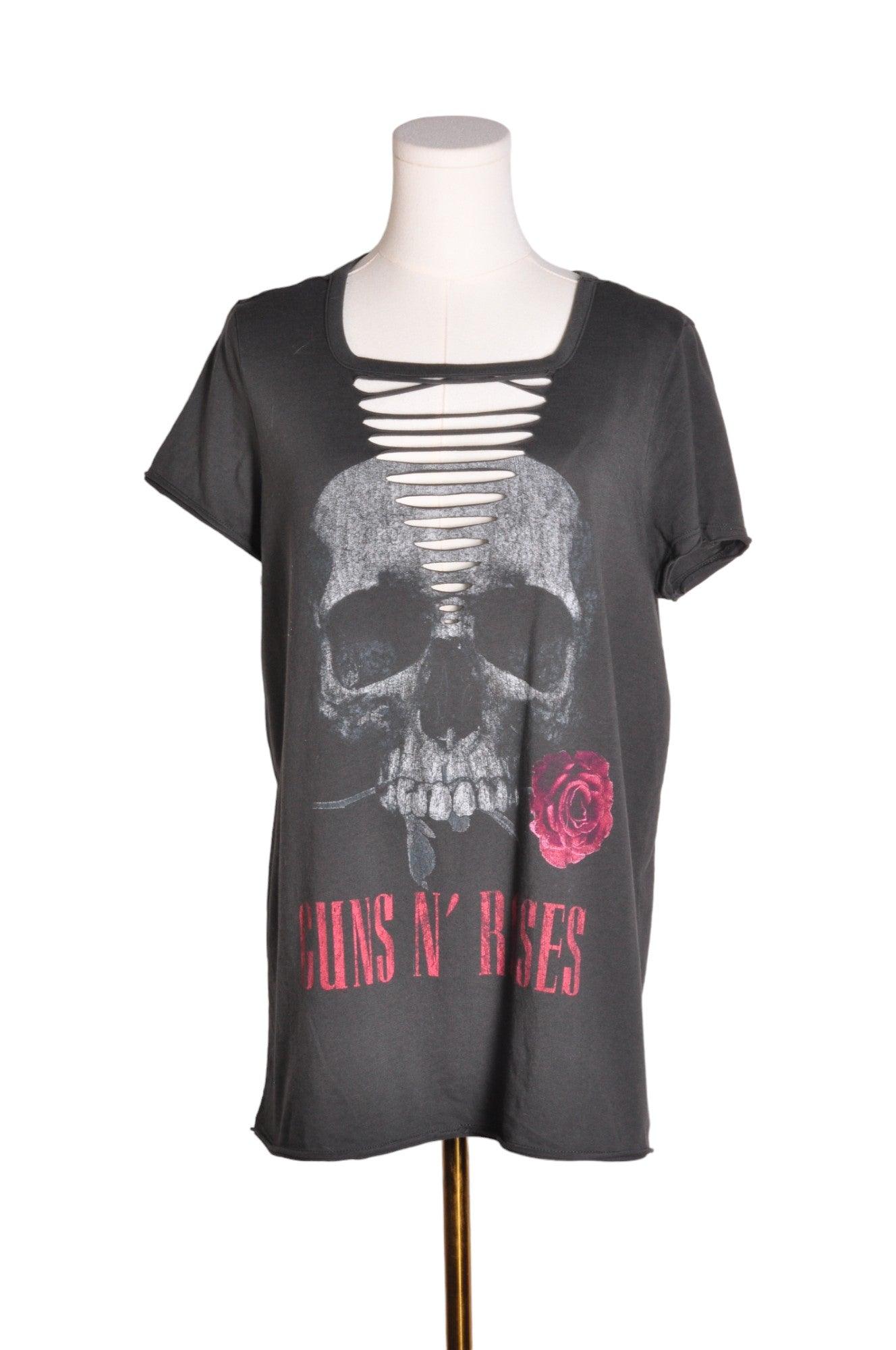 GUNS & ROSES Stylish Women's Gray Regular-Fit T-Shirts - Size 0