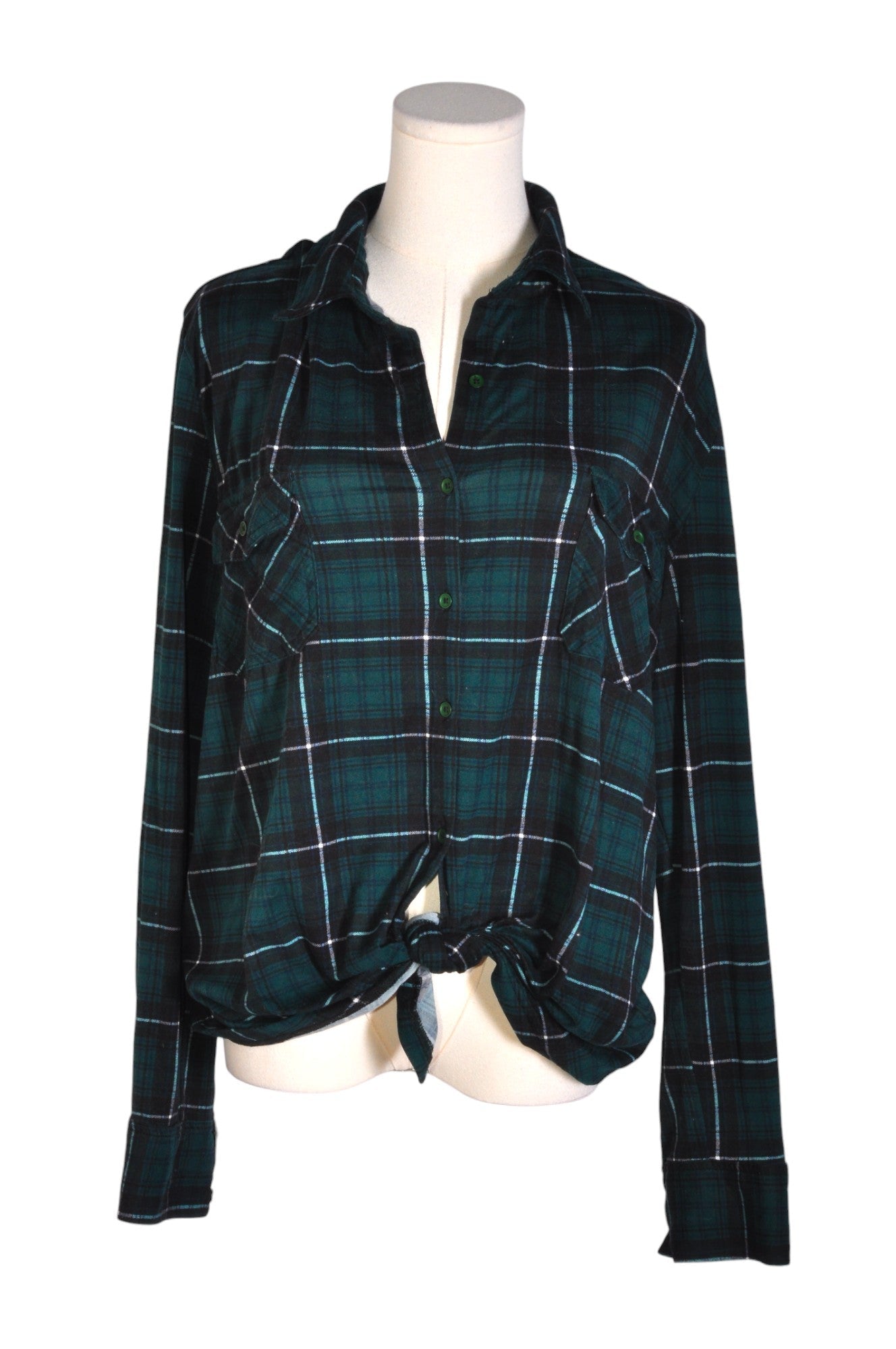 GEORGE Stylish Women's Green Regular-Fit Button Down Tops - Size L
