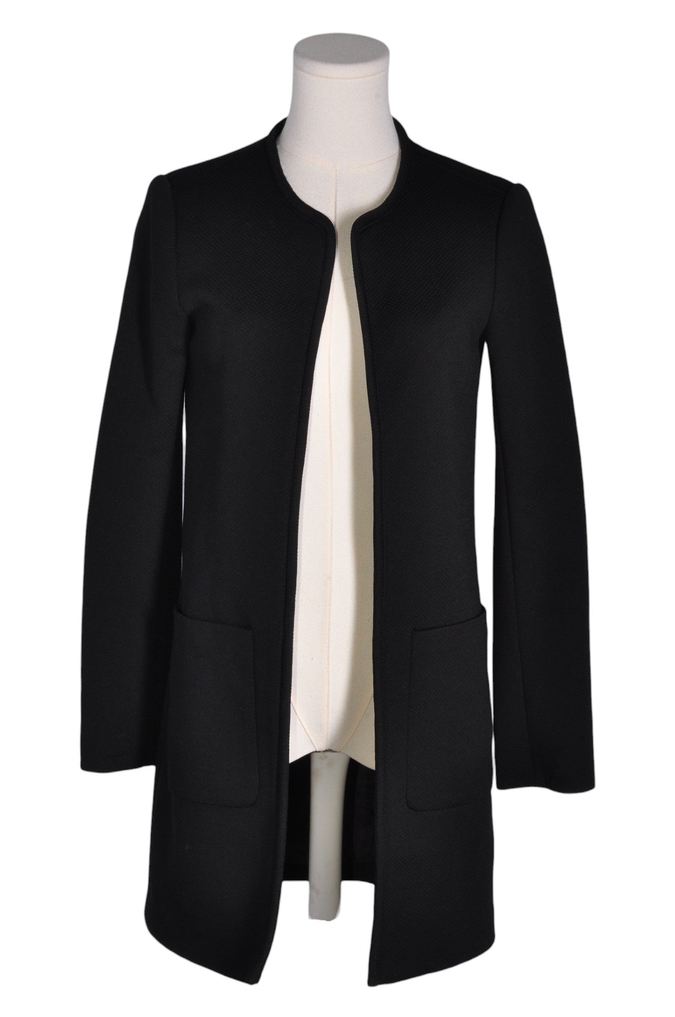 H&M Second Hand Women's Regular Fit Knee-Length Black Coat - Size 2