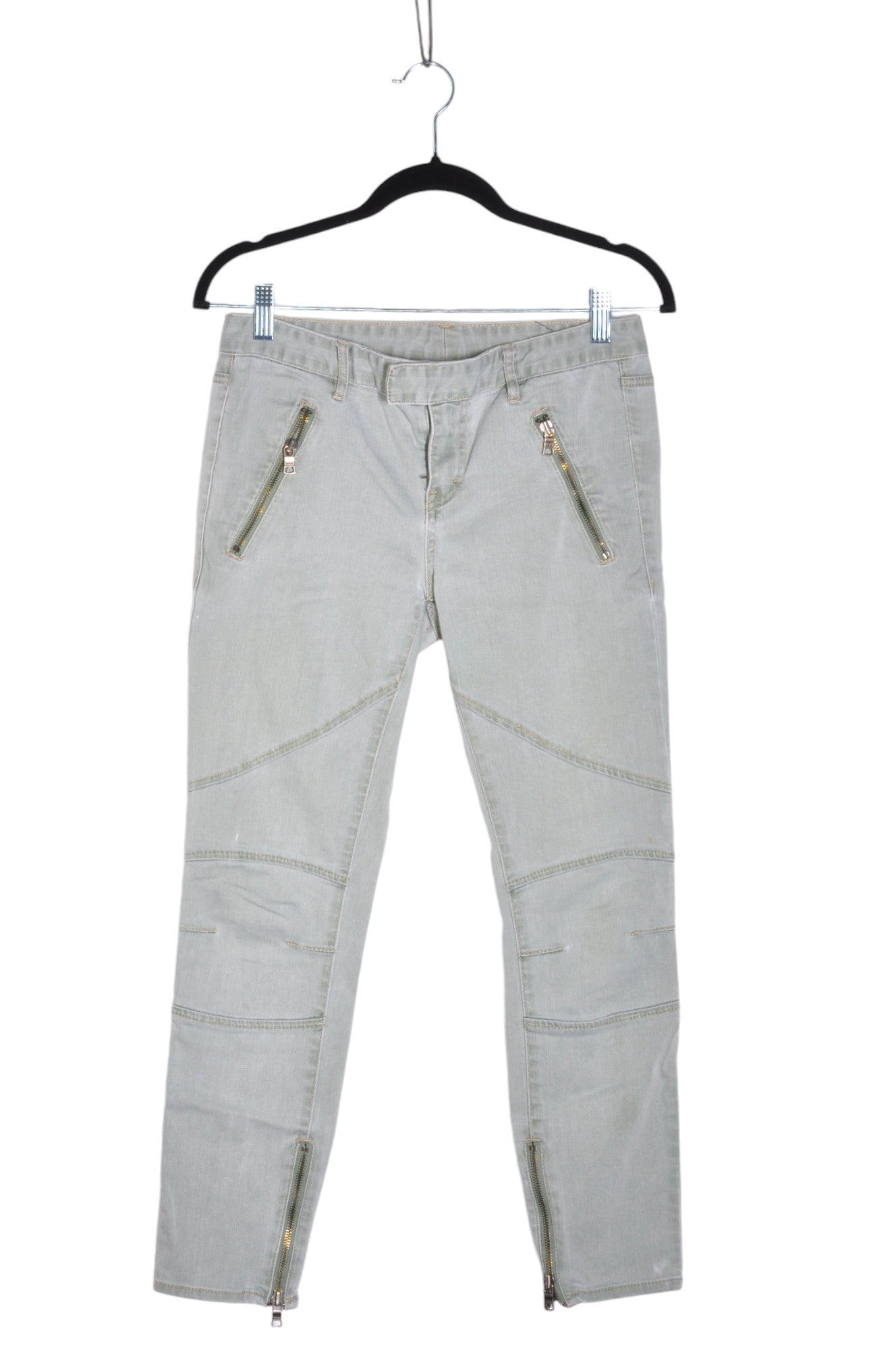 ARMANI Stylish Women's Green Regular Fit Straight-Legged Jeans - Size 4