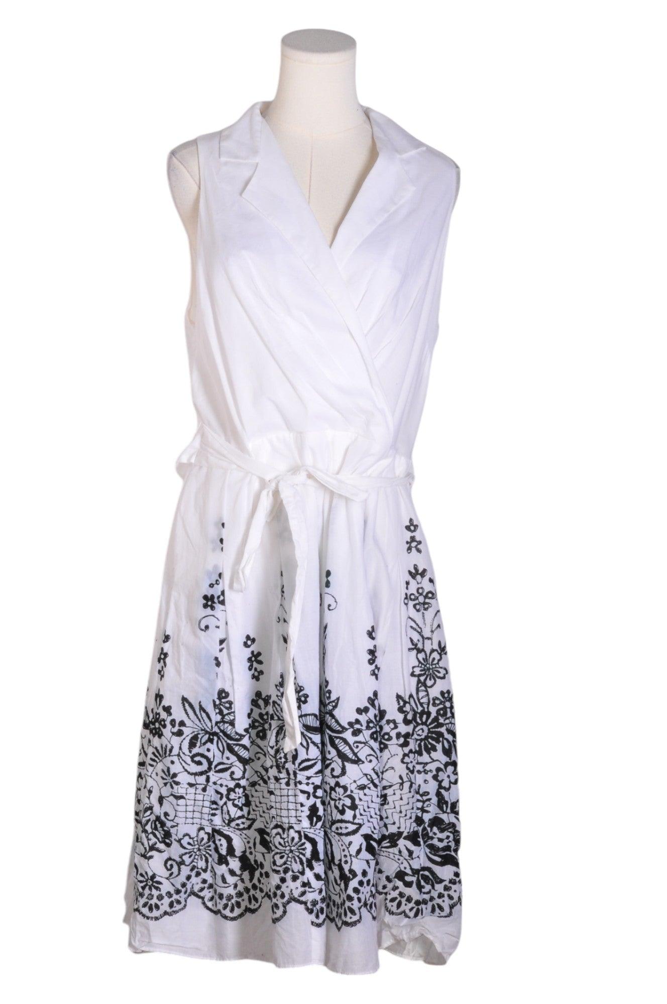 EVAN PICONE Stylish Women's Wrap Dress in White, Size 16 - Regular Fit
