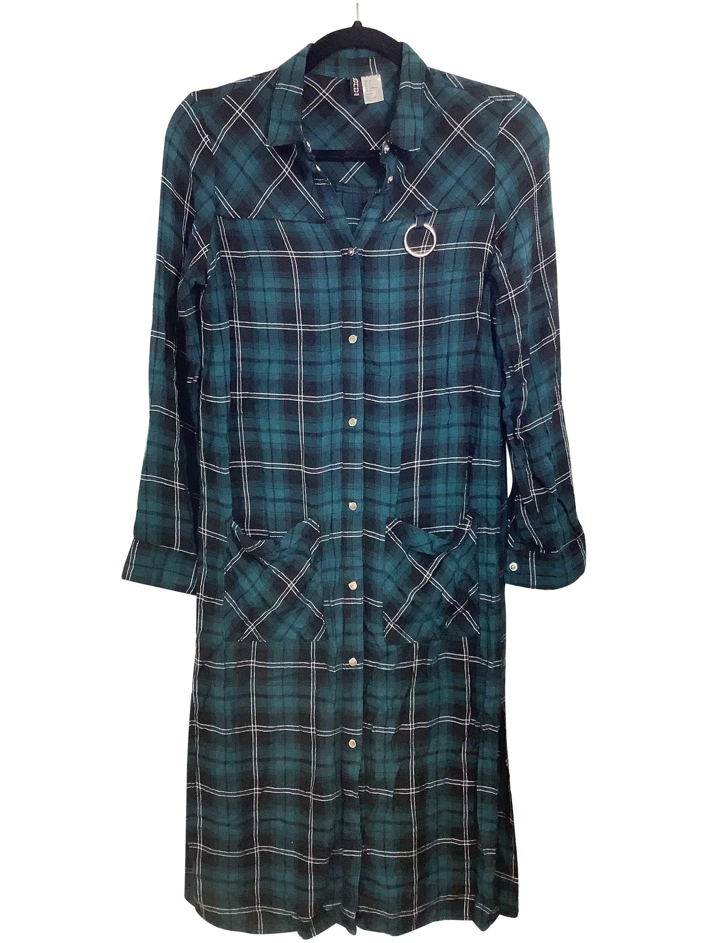 H&M Second Hand Regular Fit Green Midi Dress - Size 4