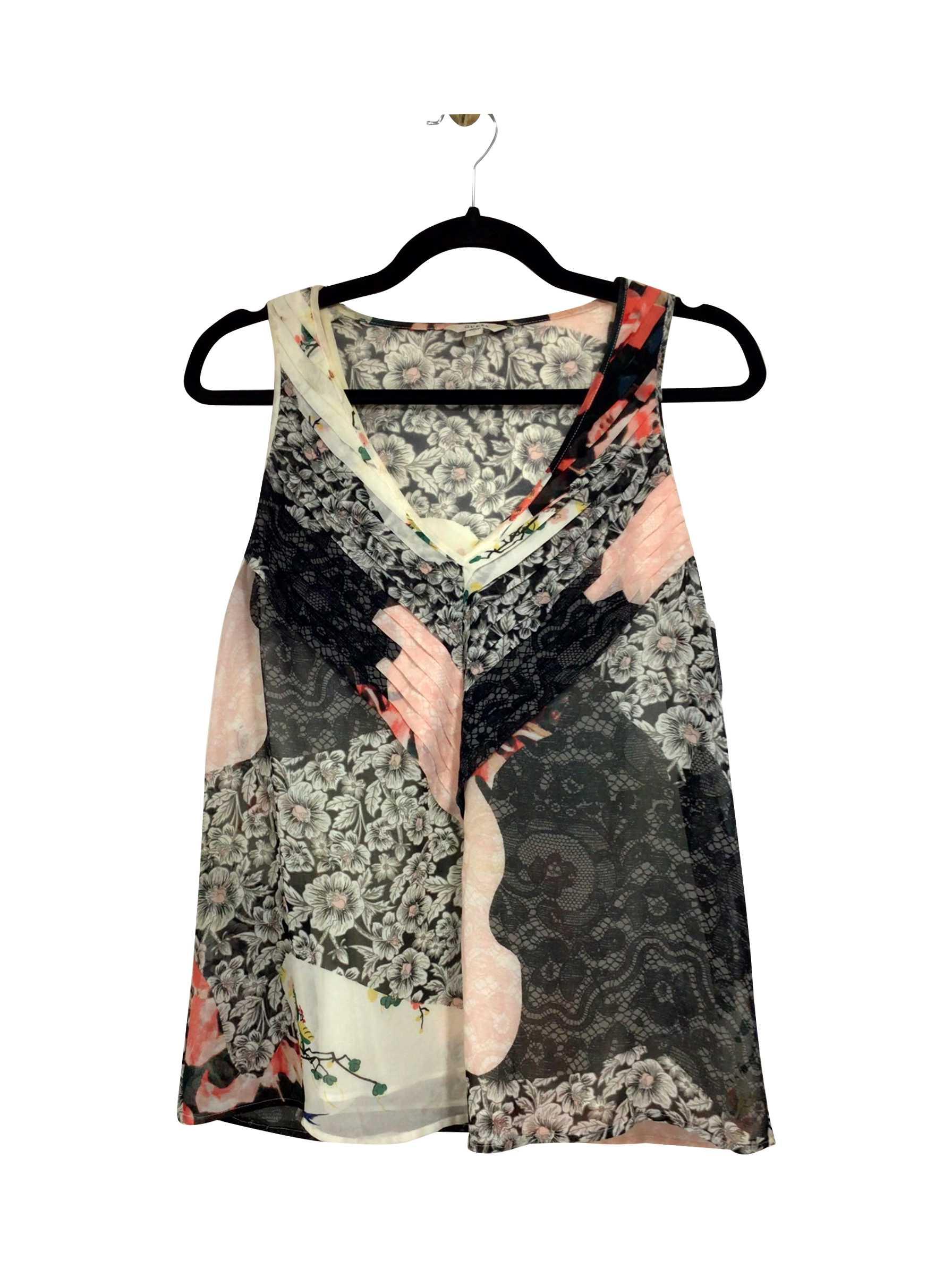 GUESS Stylish Regular Fit Sleeveless Black Blouse - Size S
