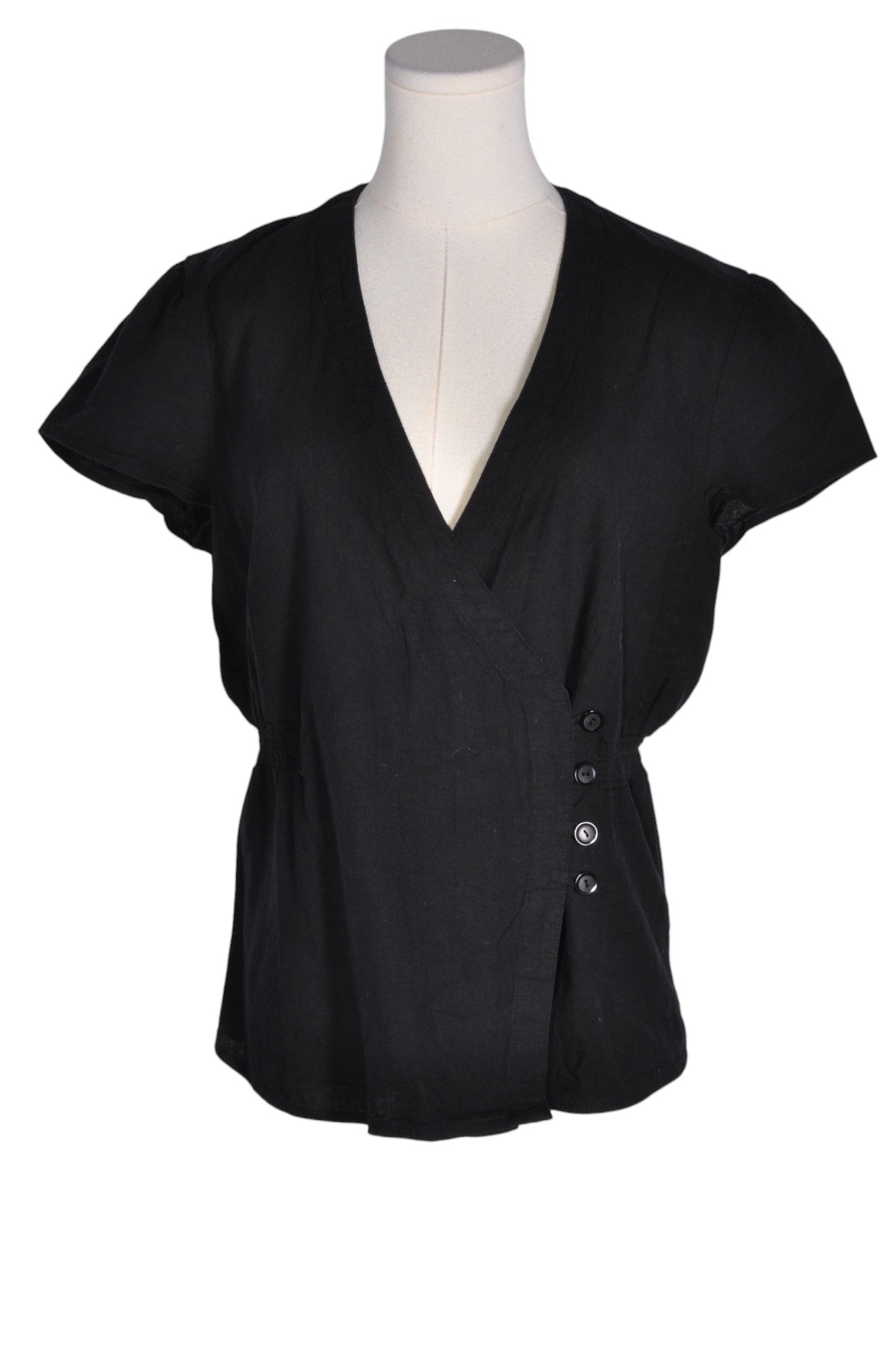 H&M Women's Stylish Regular Fit Black Blouse - Size 10