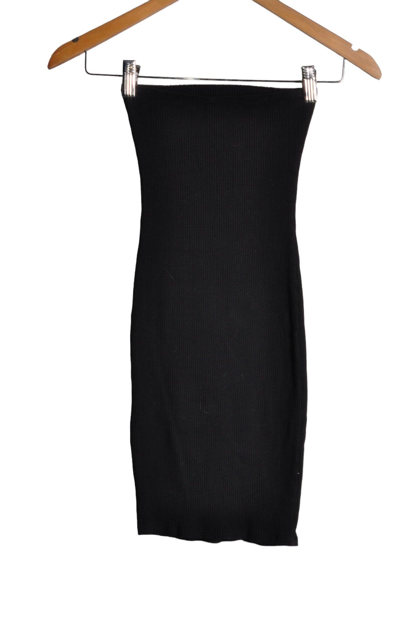 H&M Women's Stylish Black Regular Fit Bodycon Dress - Size XS