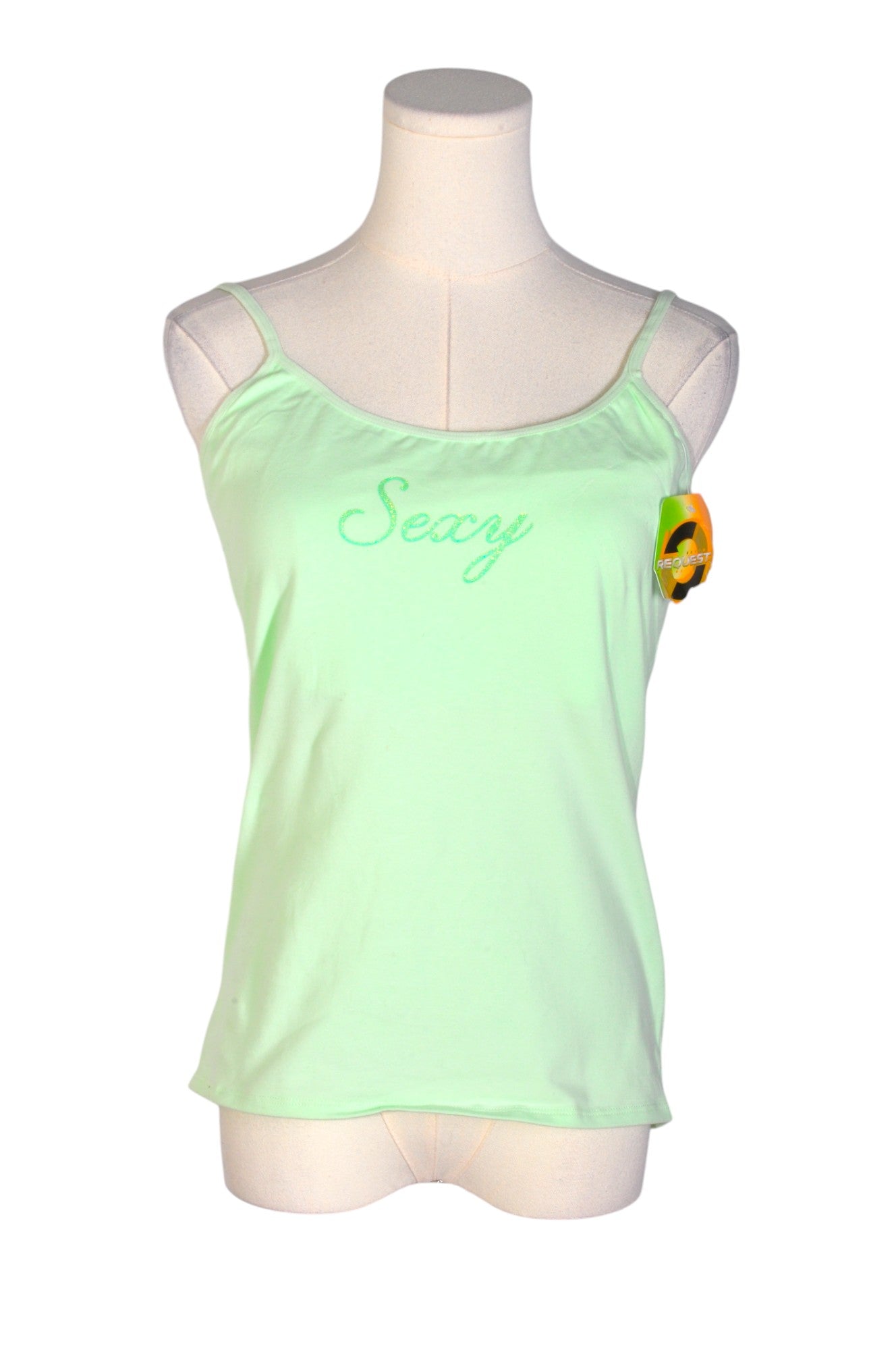 REQUEST Stylish Women's Green Regular Fit Tank Tops - Size M