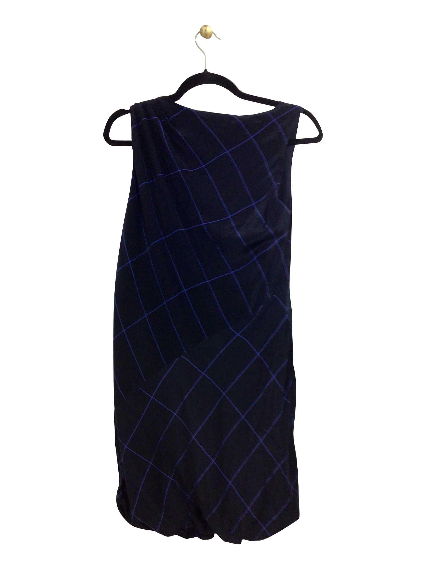 Second Hand ARMANI Regular Fit Knee-Length Sleeveless Boat Neck Midi Dress in Blue - Size 2