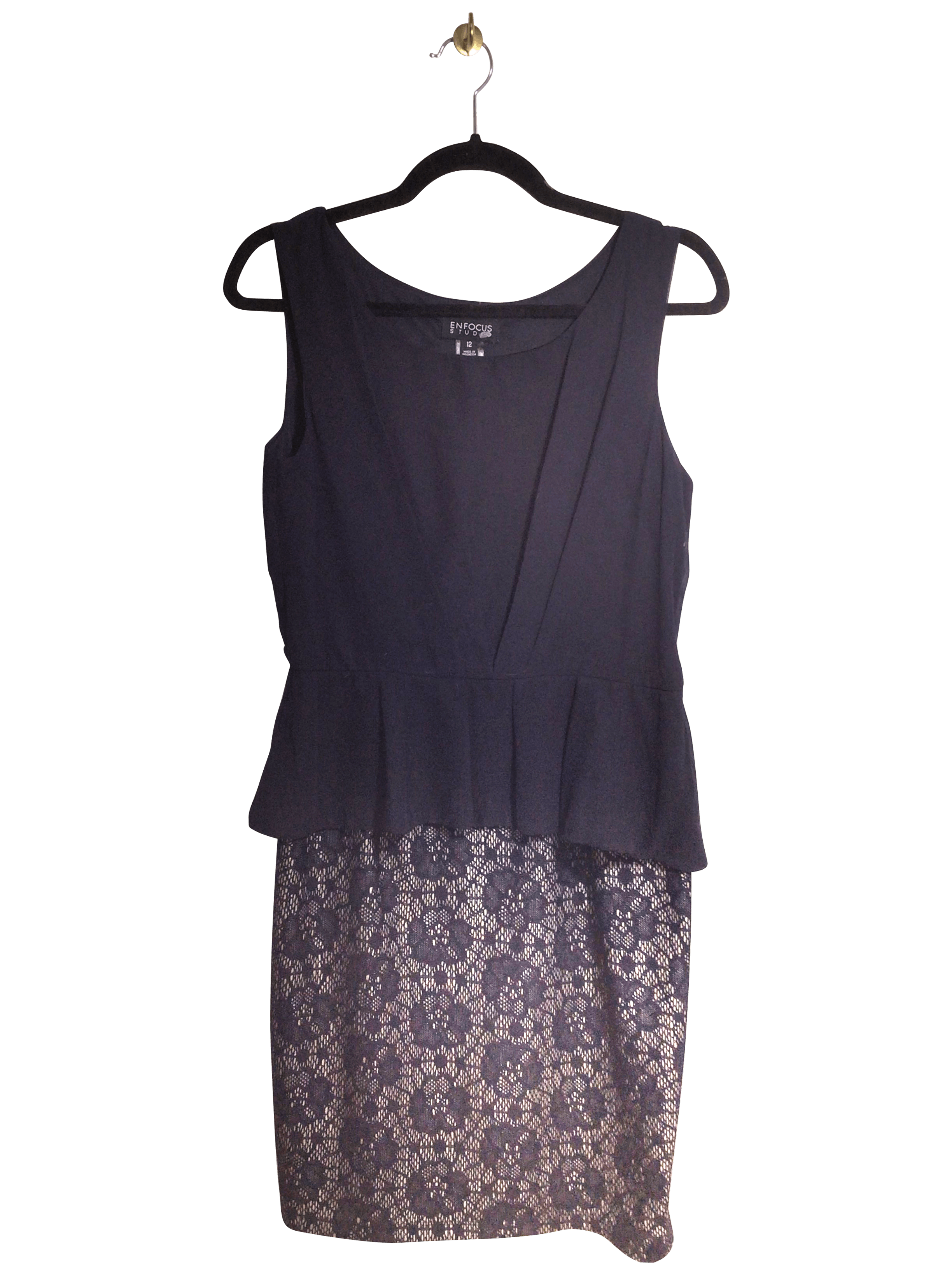 EN FOCUS STUDIO Stylish Women's Blue Regular-Fit Shift Dress - Size 12
