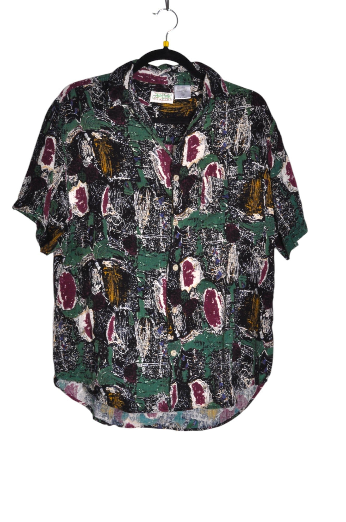 ASH CREEK Stylish Men's Green Regular-Fit Button-Down Top - Size L